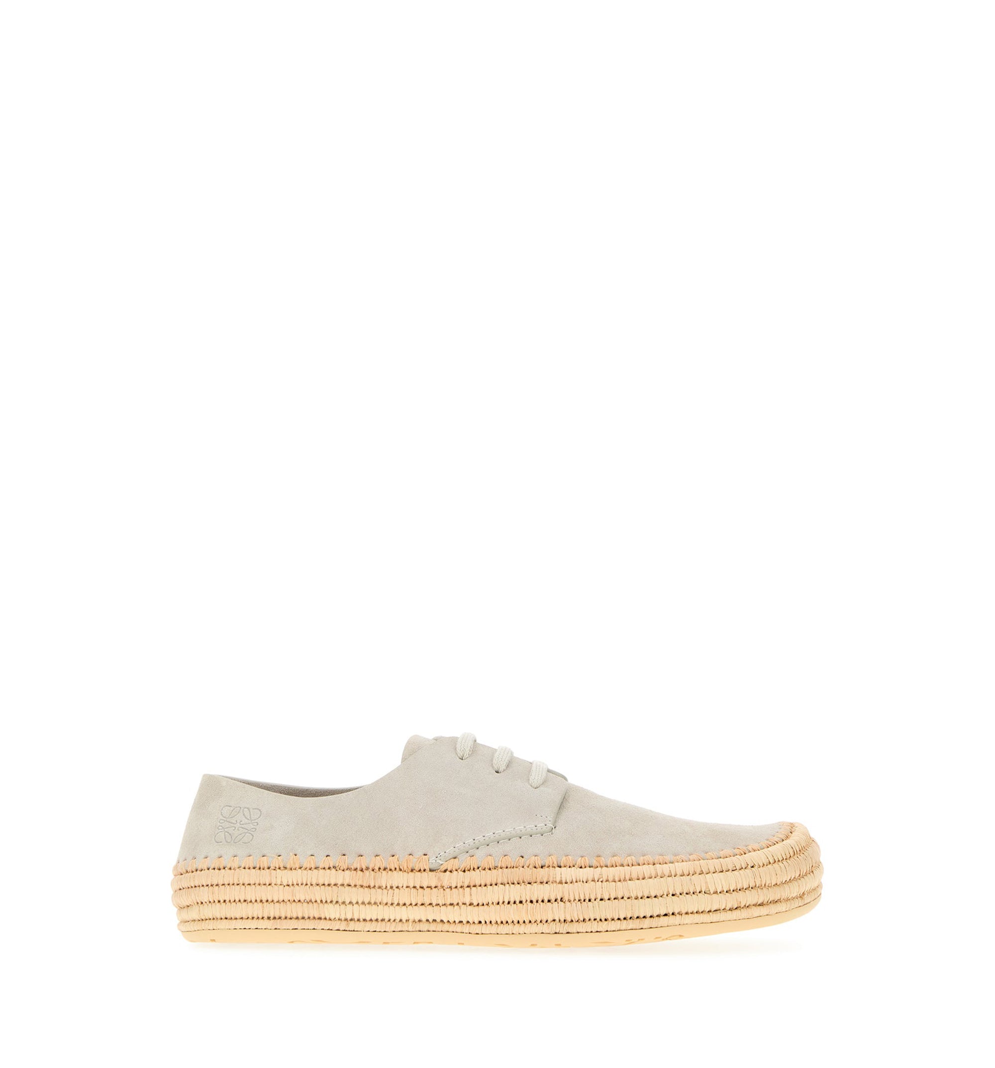 Rio Lace-Up Shoes in Suede and Raffia