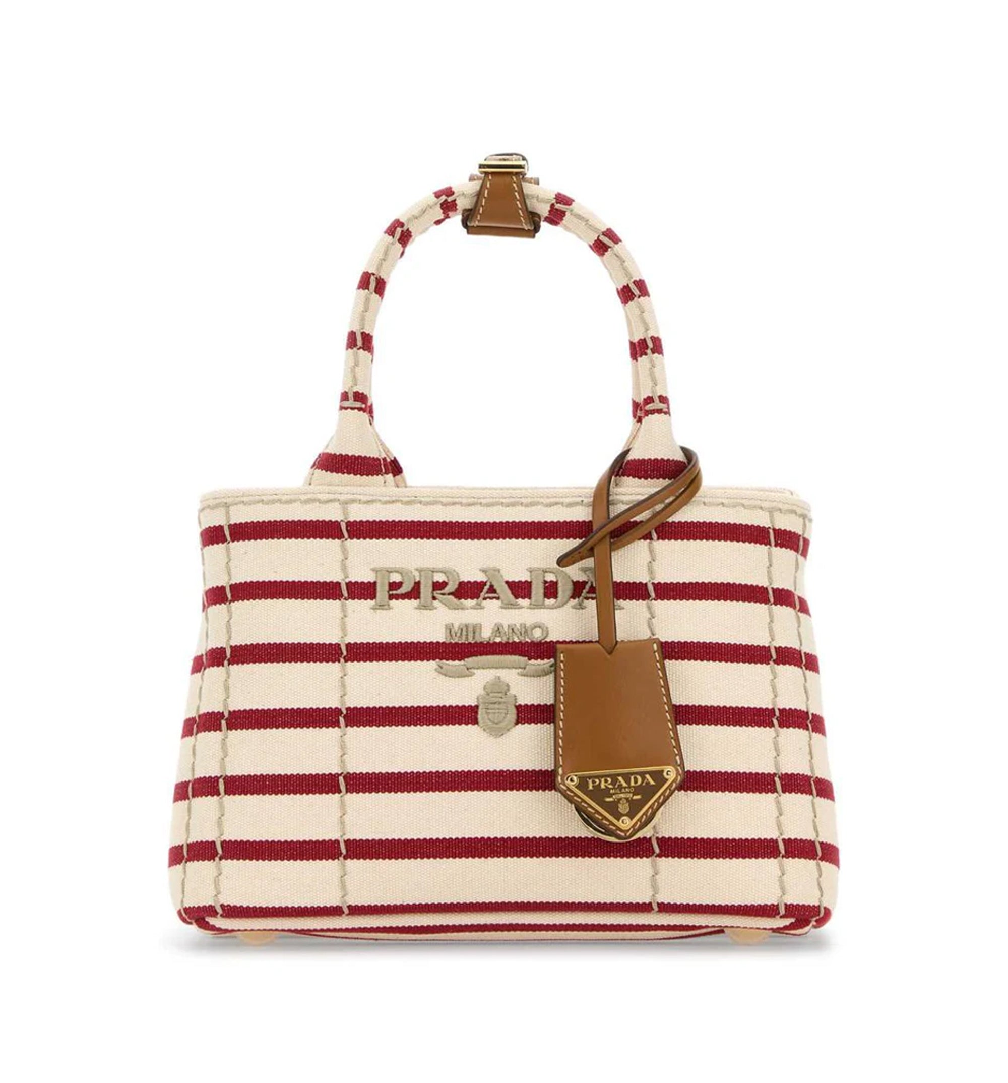Jardinière Striped Cotton Canvas Mini-bag - Ivory/Red