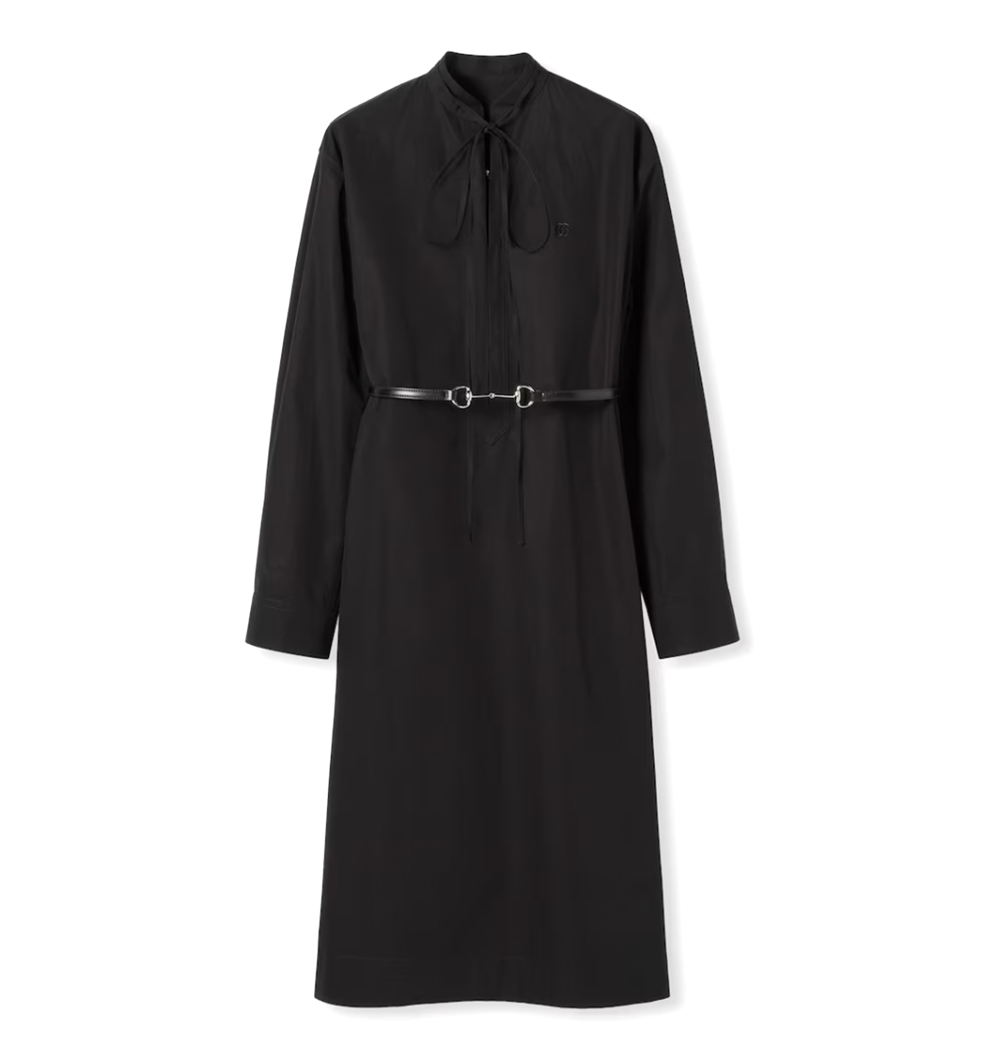 Cotton Poplin Dress with Horsebit Belt