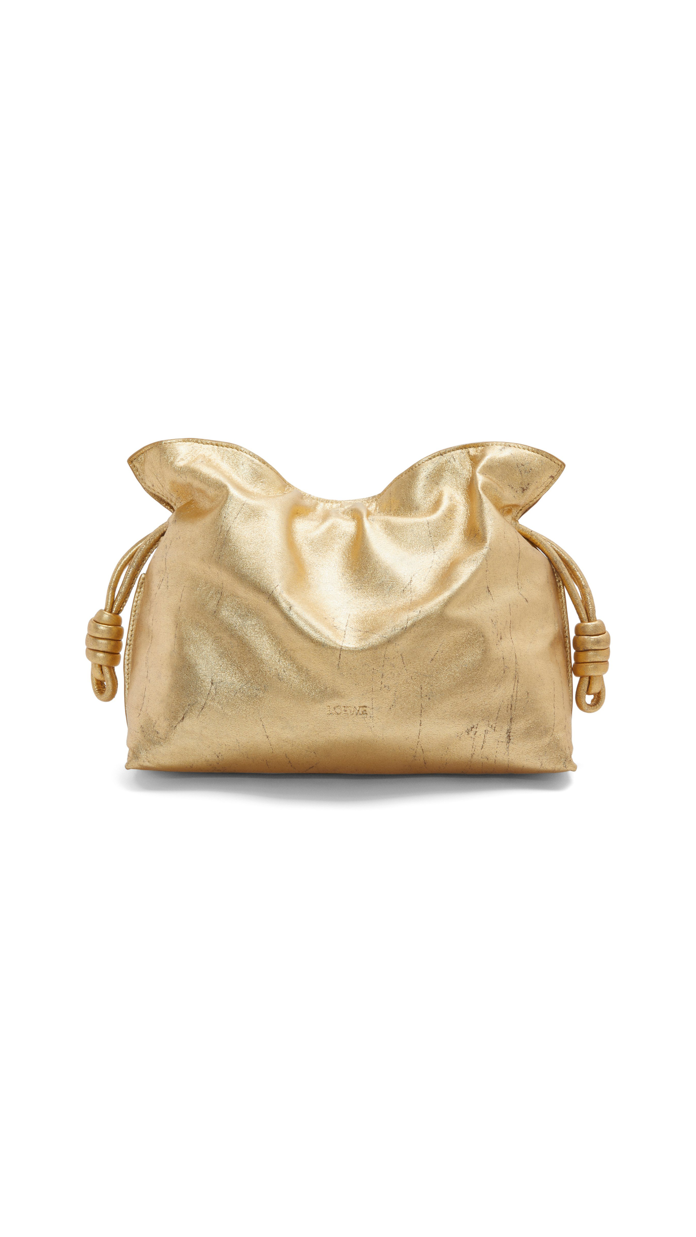 Medium Flamenco Clutch in Metallic Lambskin - Gold