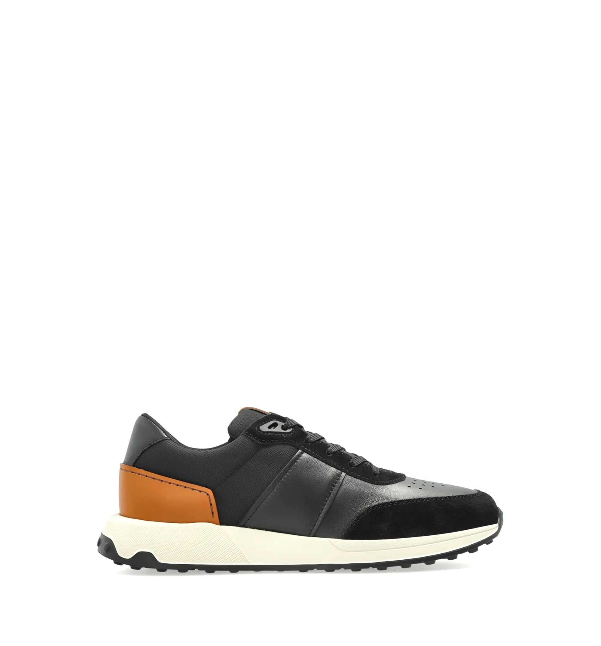 Sneakers in Leather and Technical Fabric