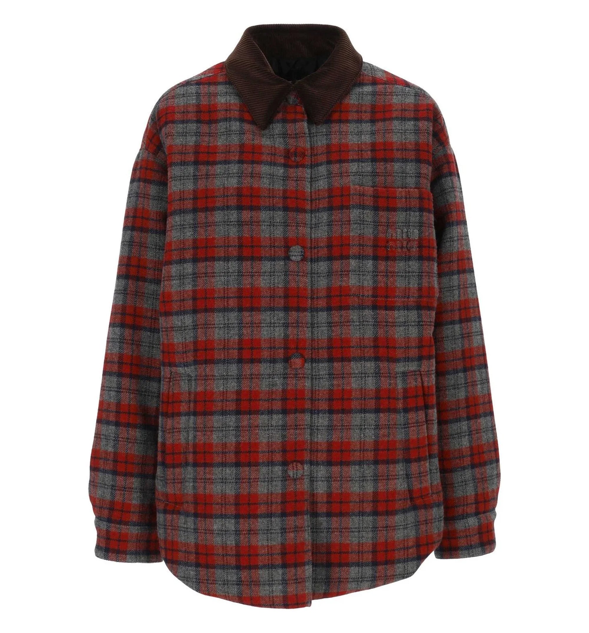 Medium-Weight Plaid Check Down Jacket