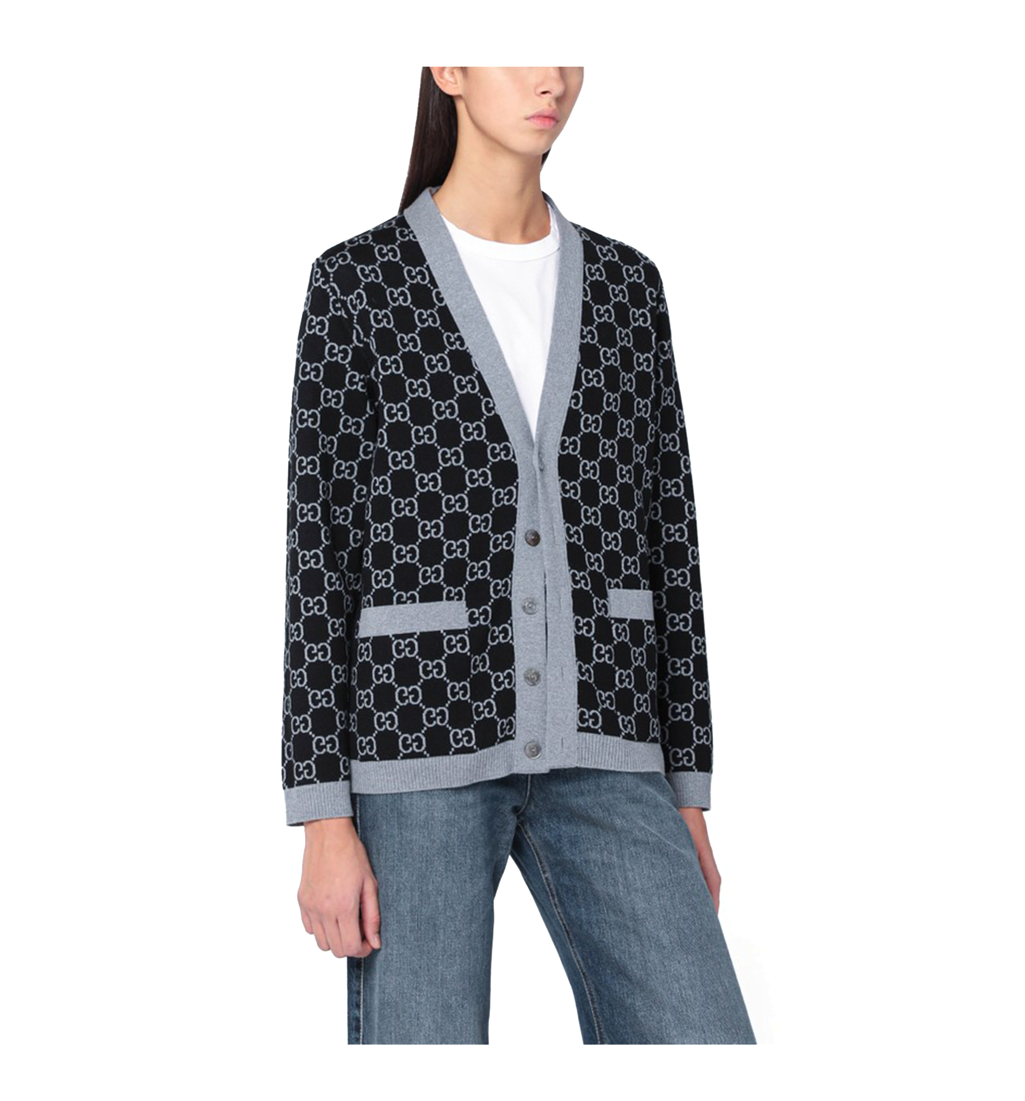 Reversible GG Wool Jacquard Cardigan