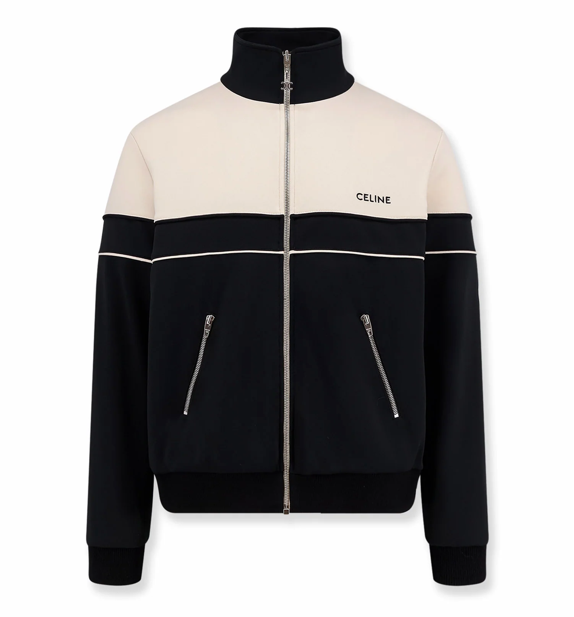 Track Jacket in Double-Faced Jersey - Black/White
