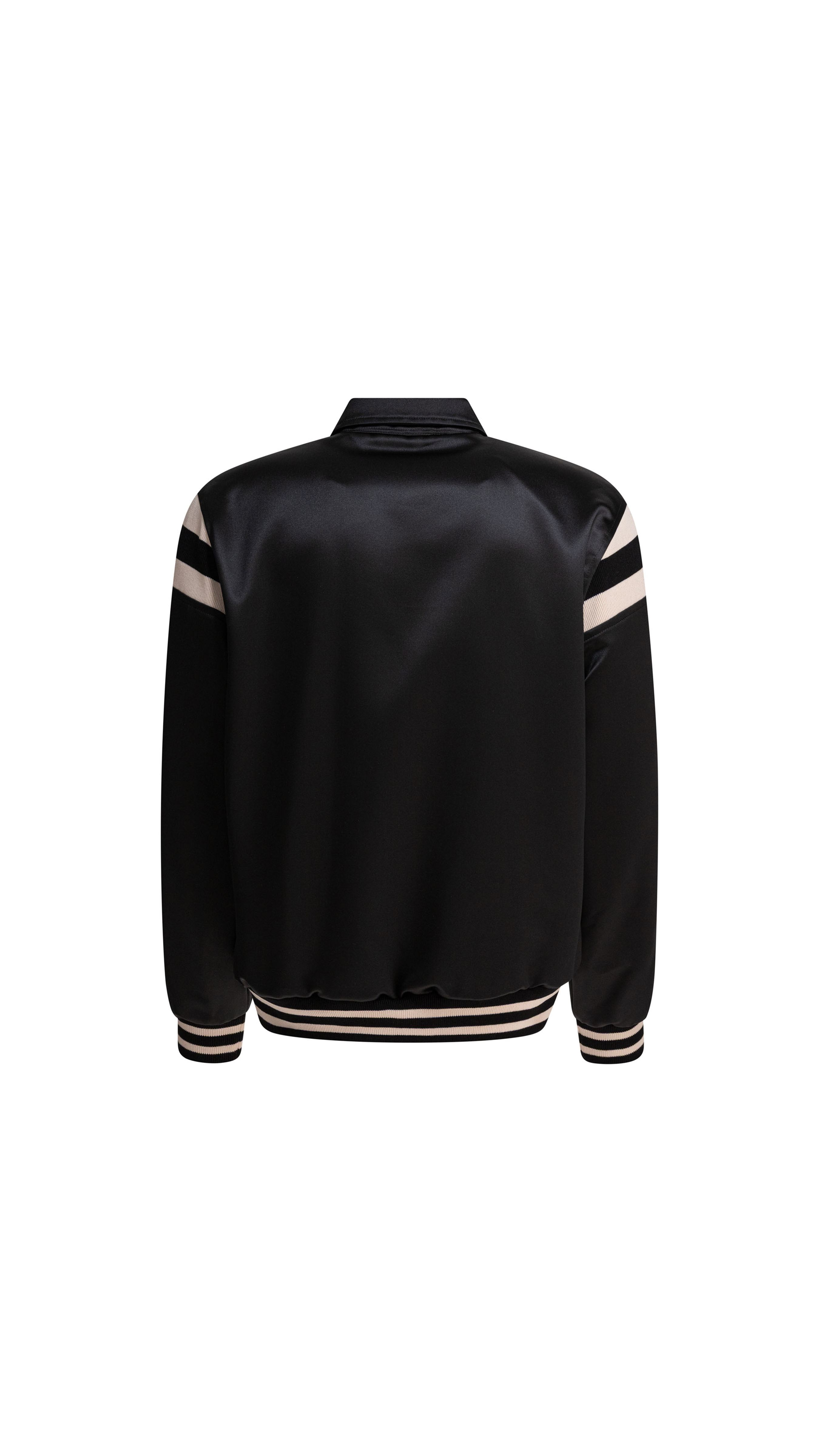 Triomphe Teddy Jacket in Satin - Black/White