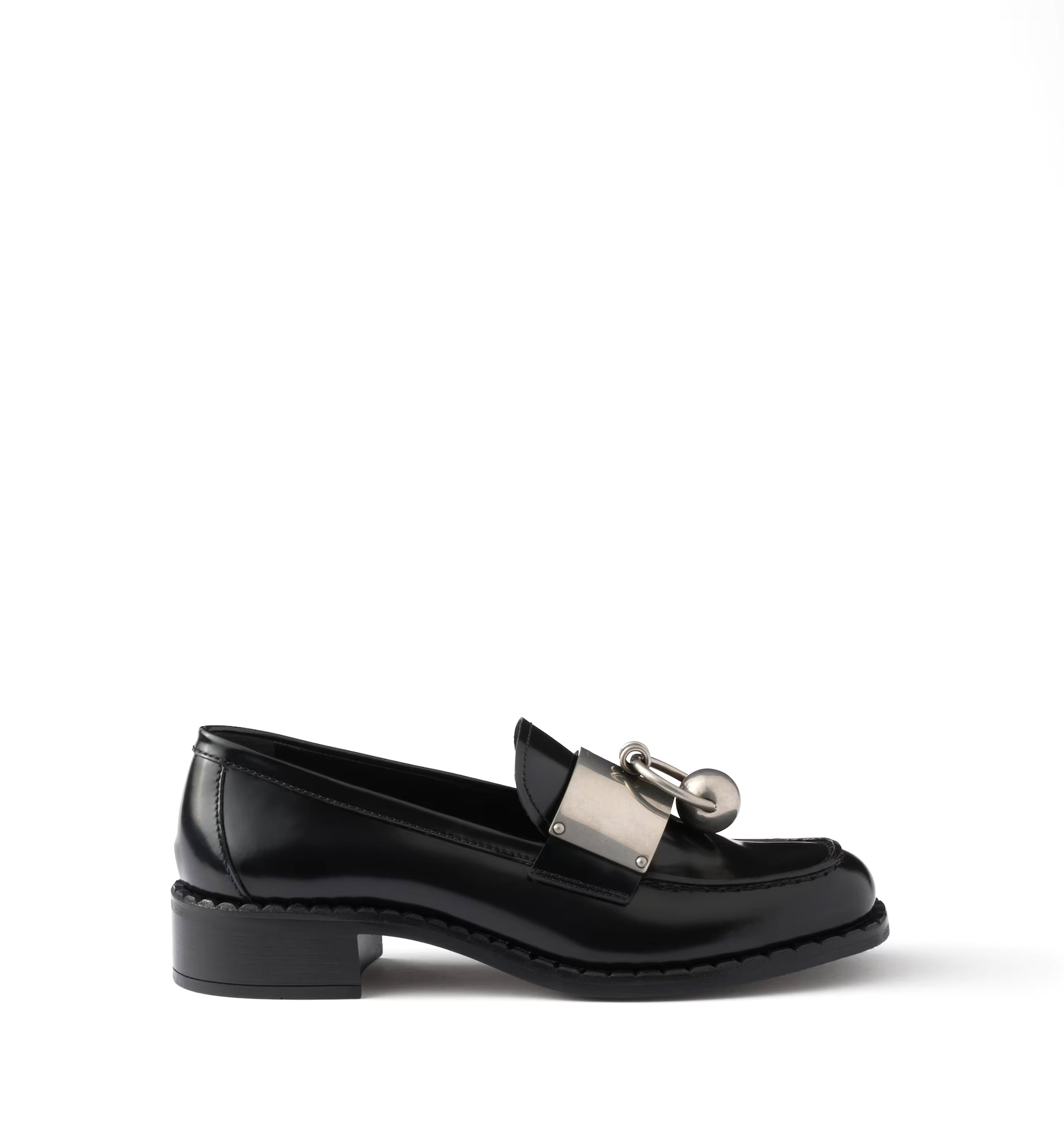 Brushed Leather Loafers with Metal Details