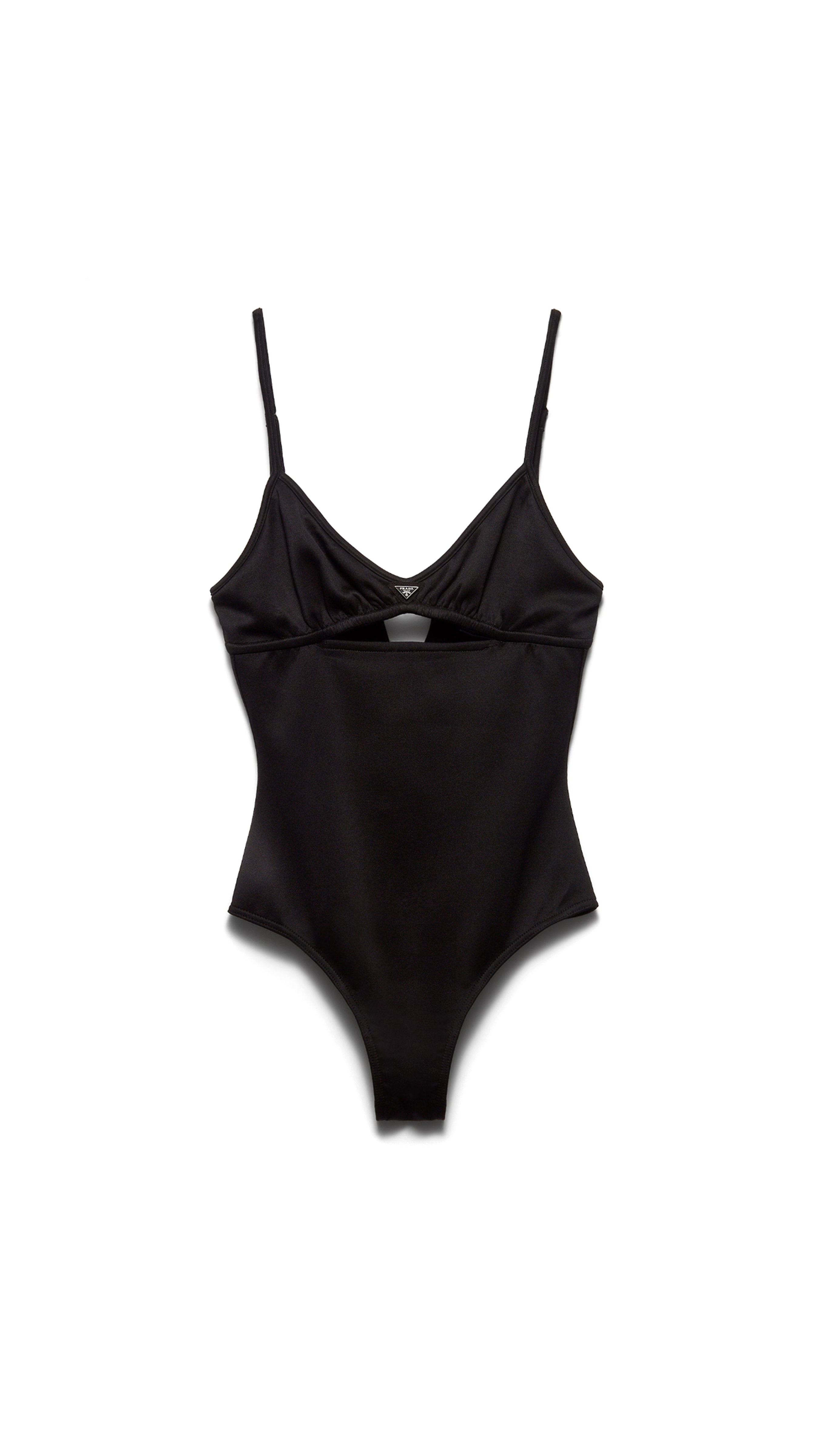 Interlock Fabric One-Piece Swimsuit - Black