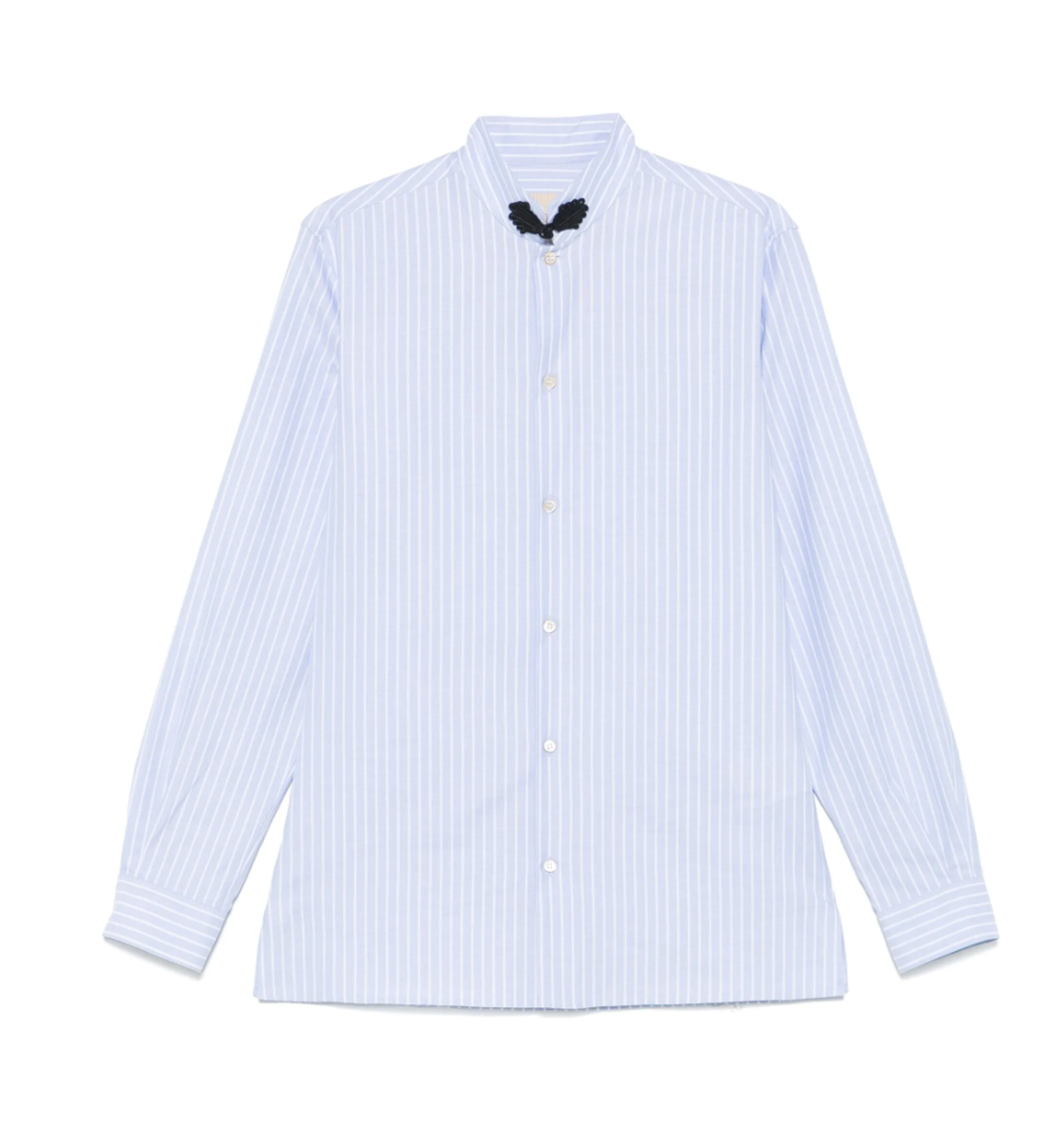 Valentino Ornate Band Collar Pinstripe Oxford Dress Shirt