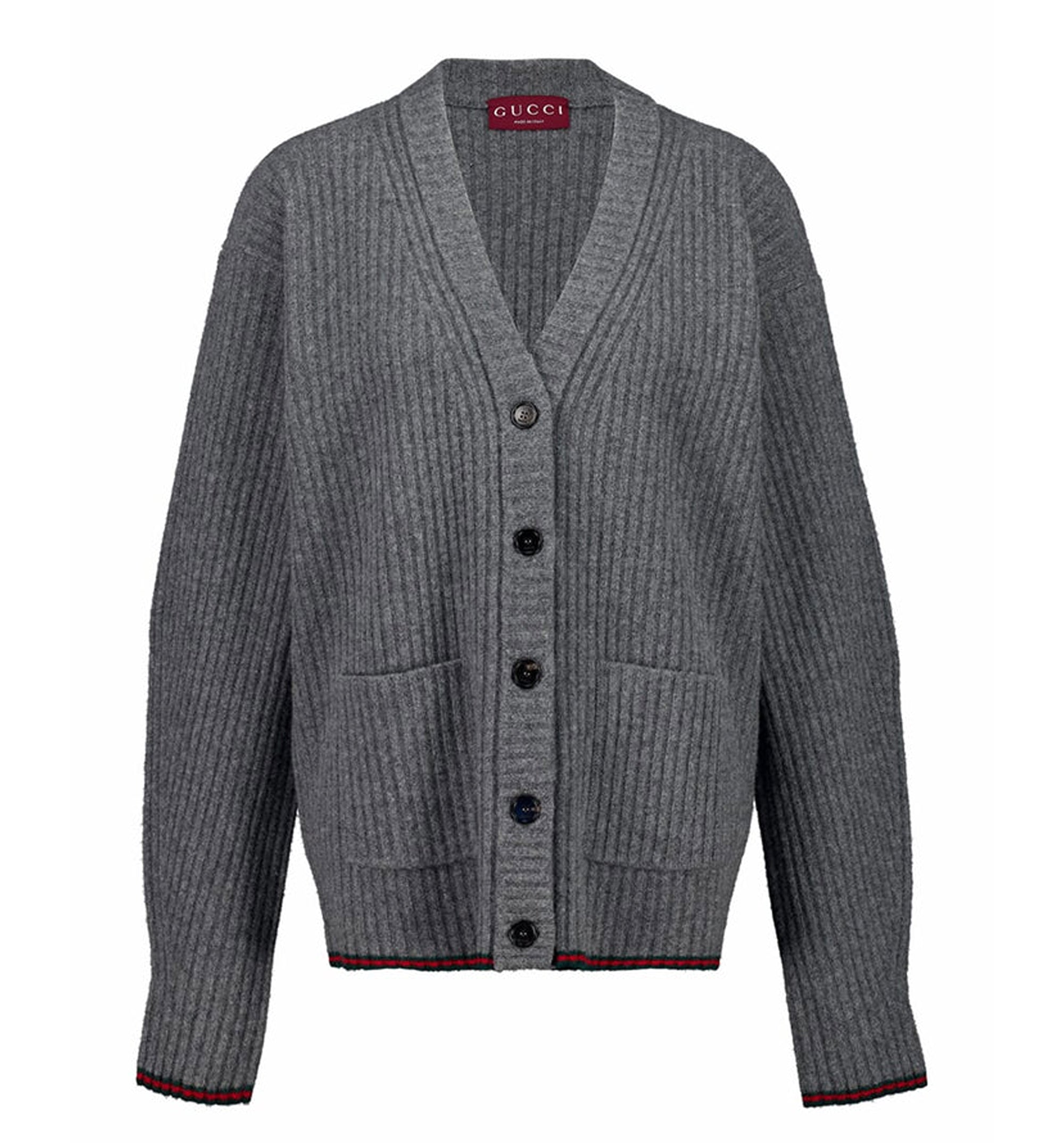 Rib Felted Wool Cardigan With Web