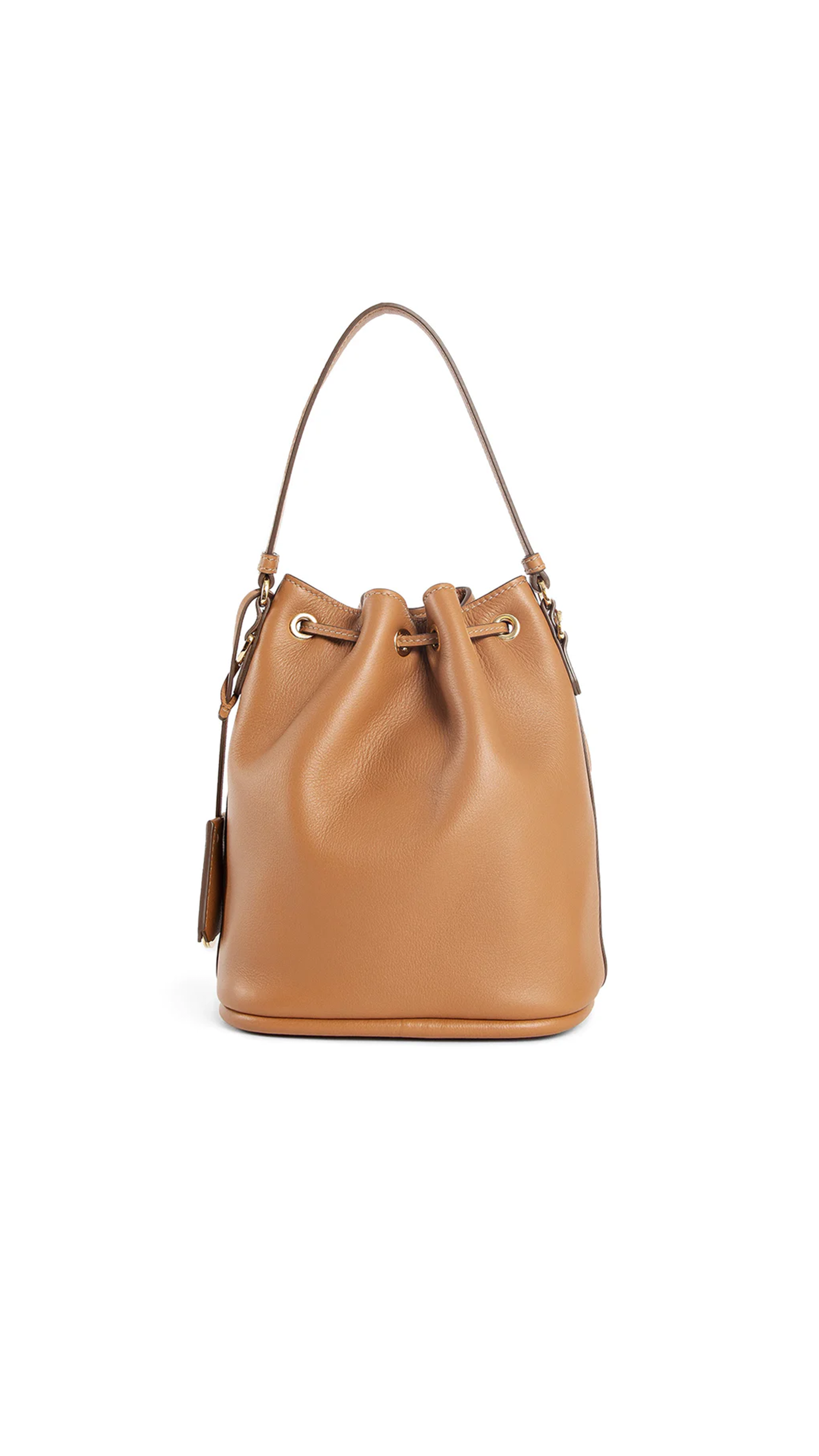 Smooth Leather Bucket Bag - Caramel