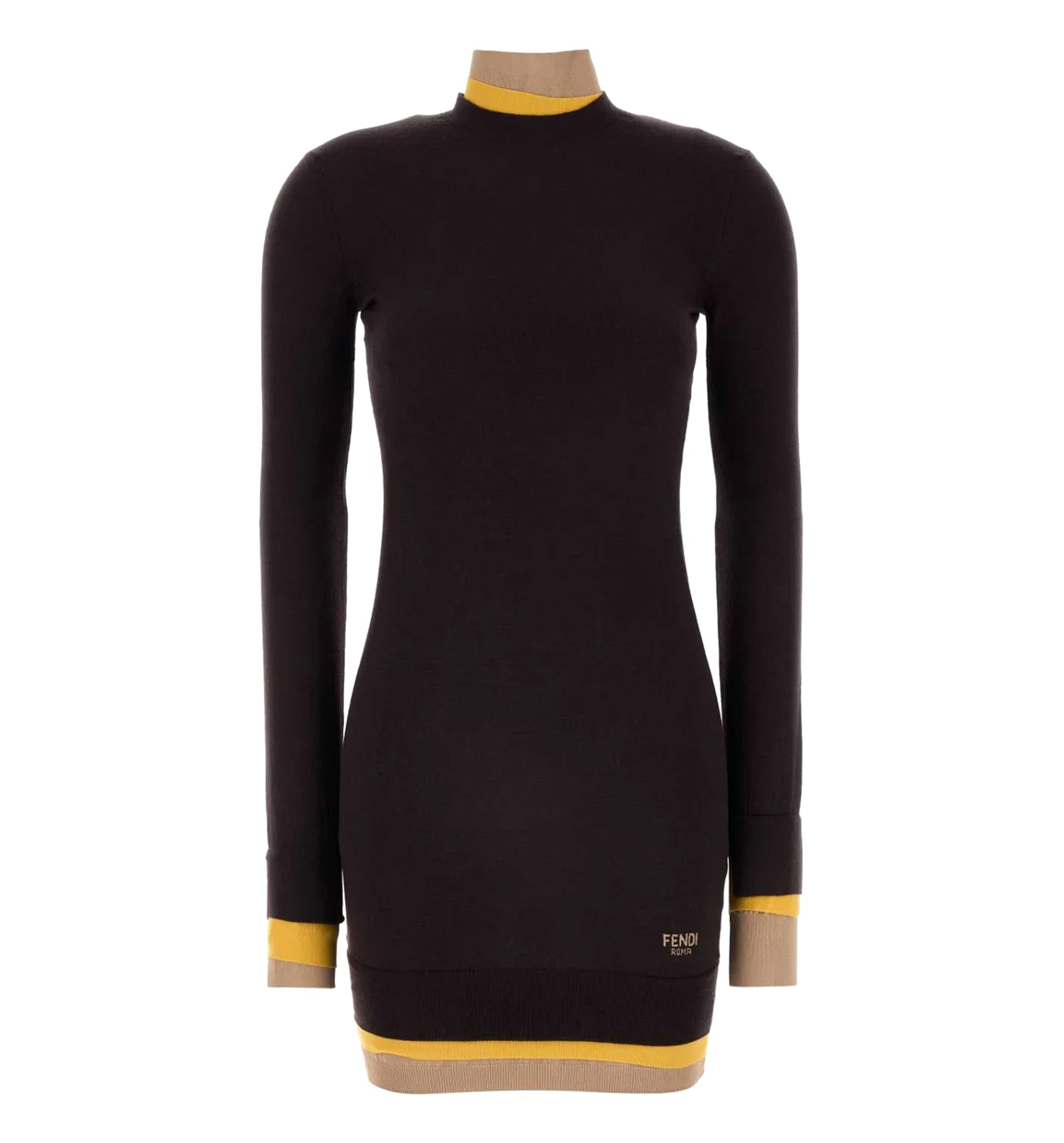 Fendi Logo Embroidered High-Neck Knitted Dress