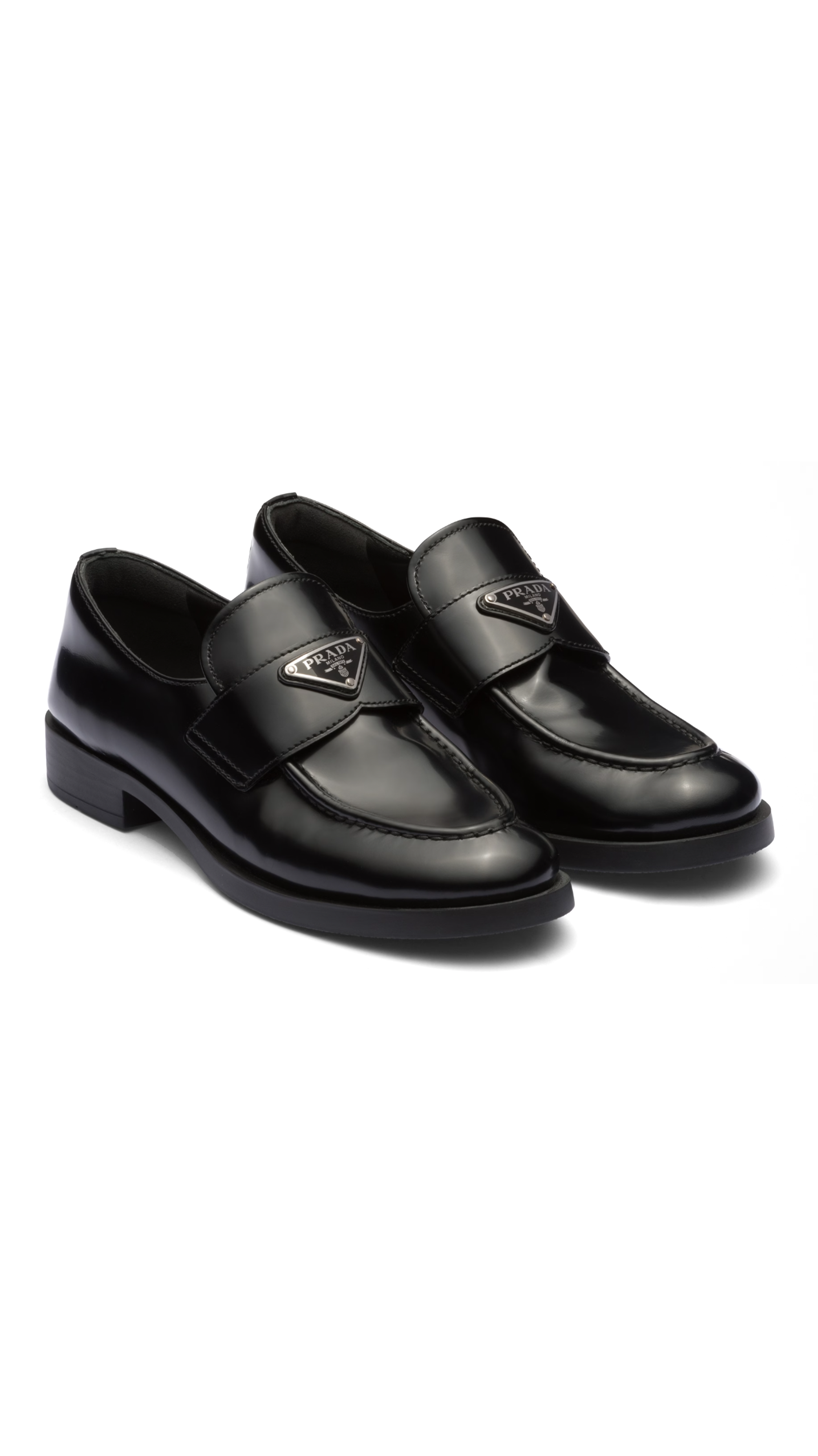 Brushed Leather Loafers - Black