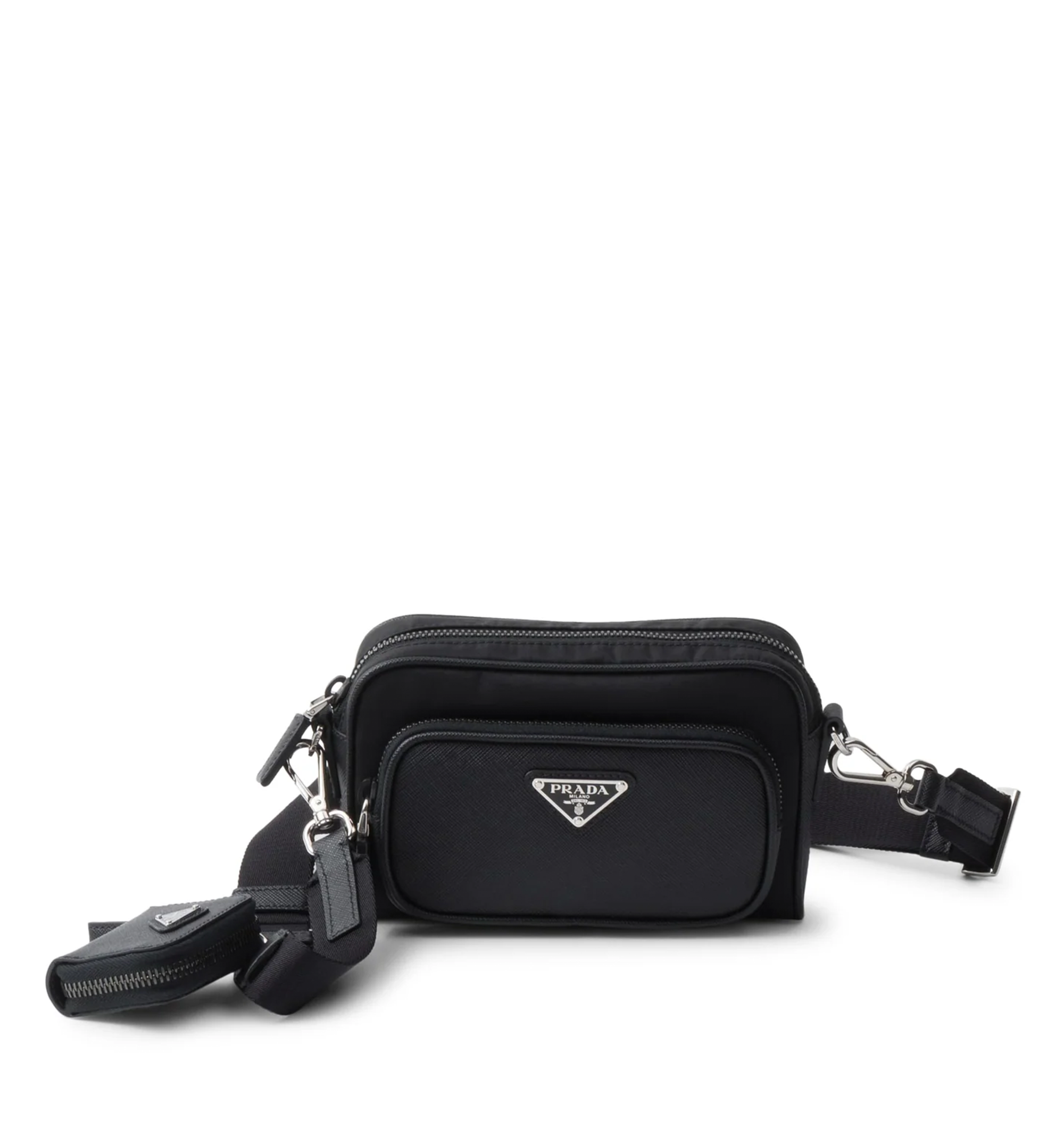 Re-Nylon and Saffiano Leather Crossbody Bag