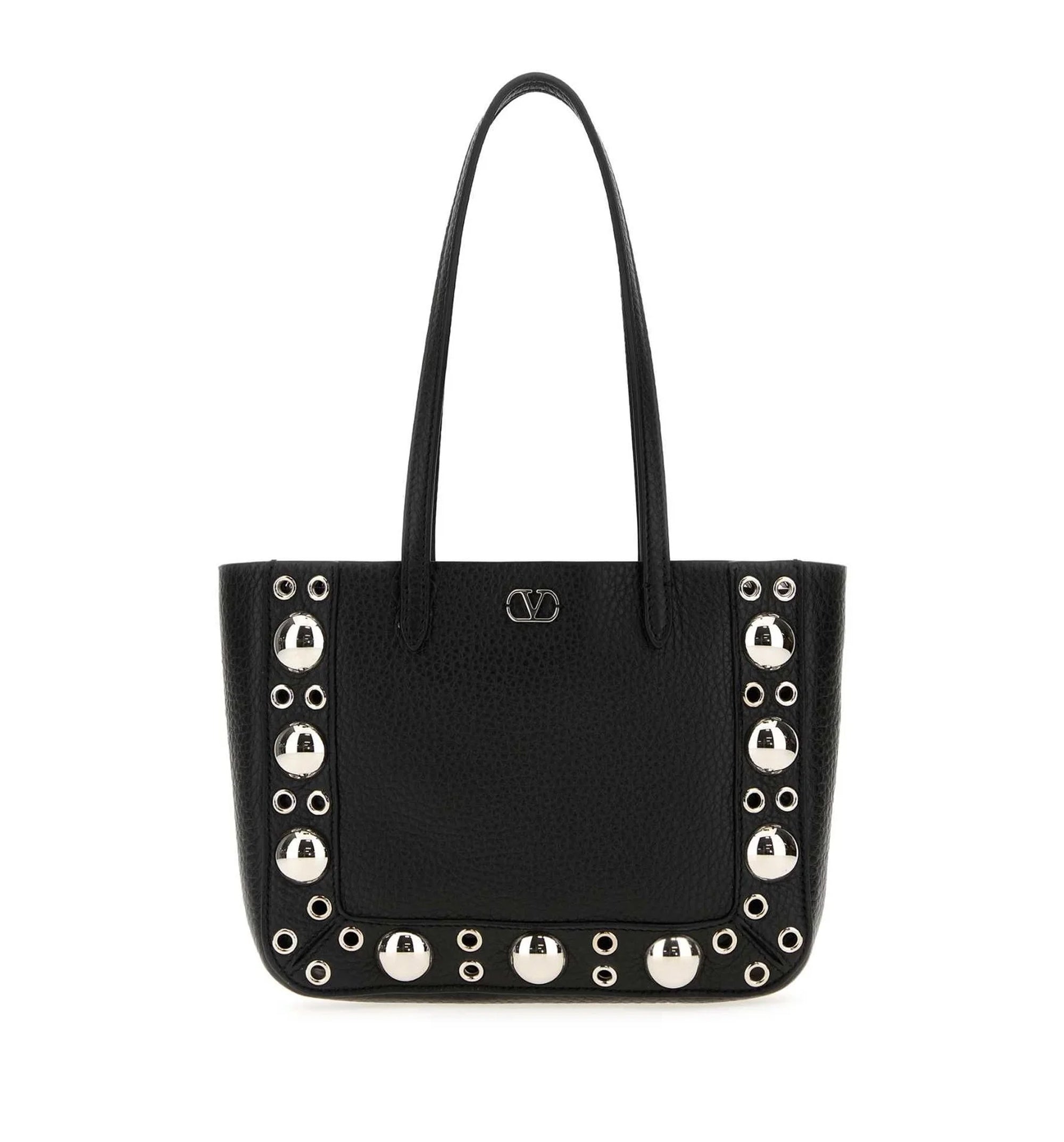 VLogo Plaque Eyelet Detailed Shoulder Bag