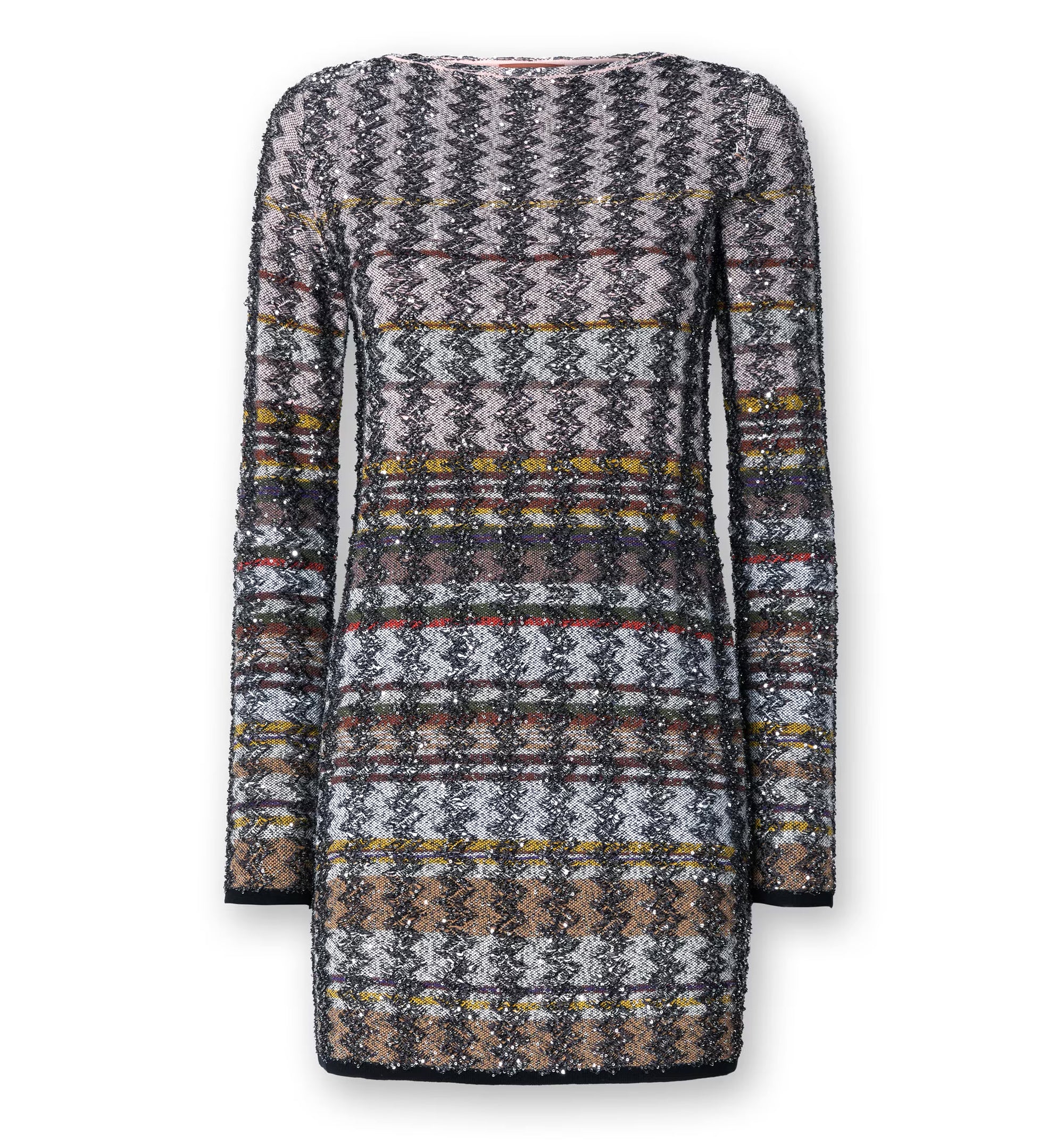 Mini Dress With Chevron And Stripe Pattern