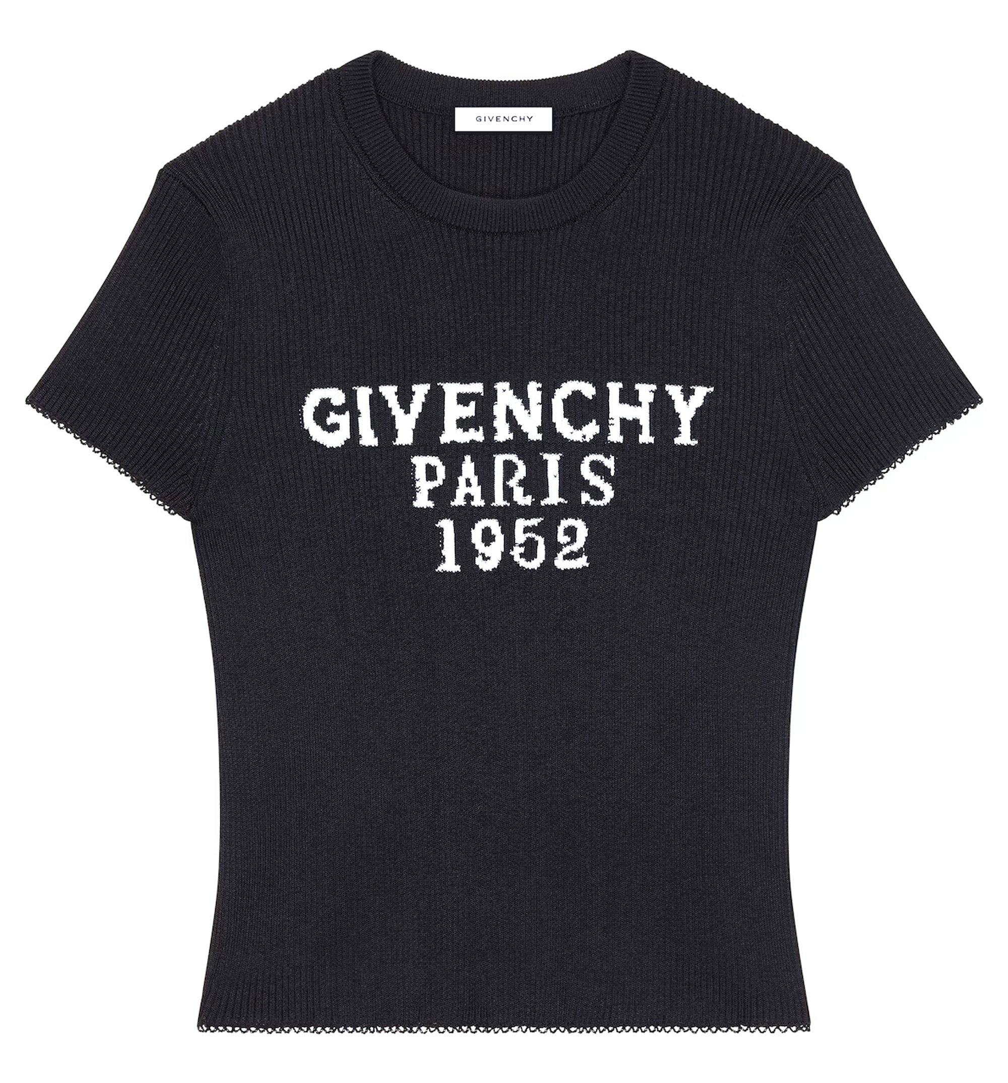 Paris 1952 Jacquard Cropped Knit Top - Black