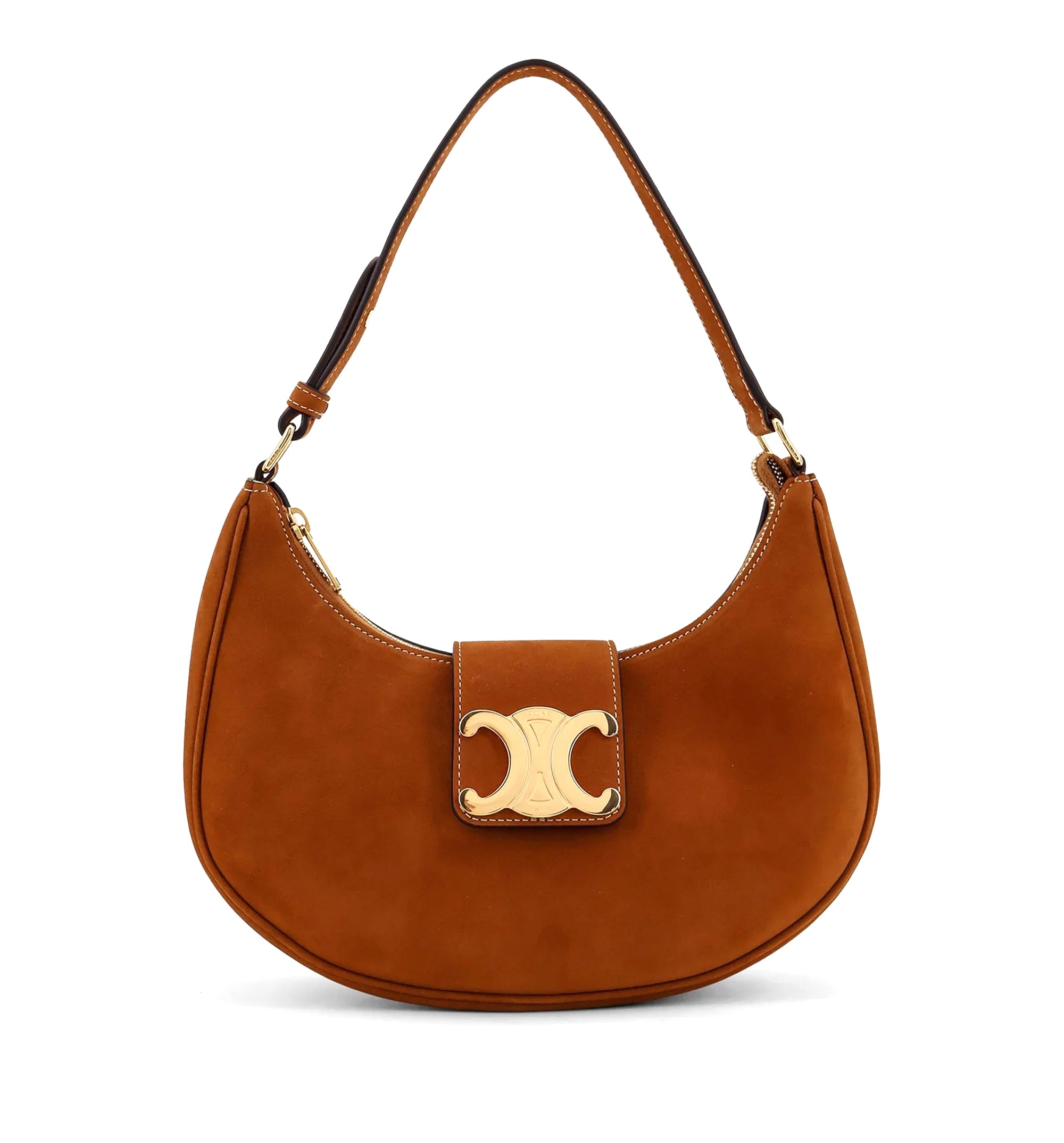 Ava Medium Triomphe Suede Shoulder Bag