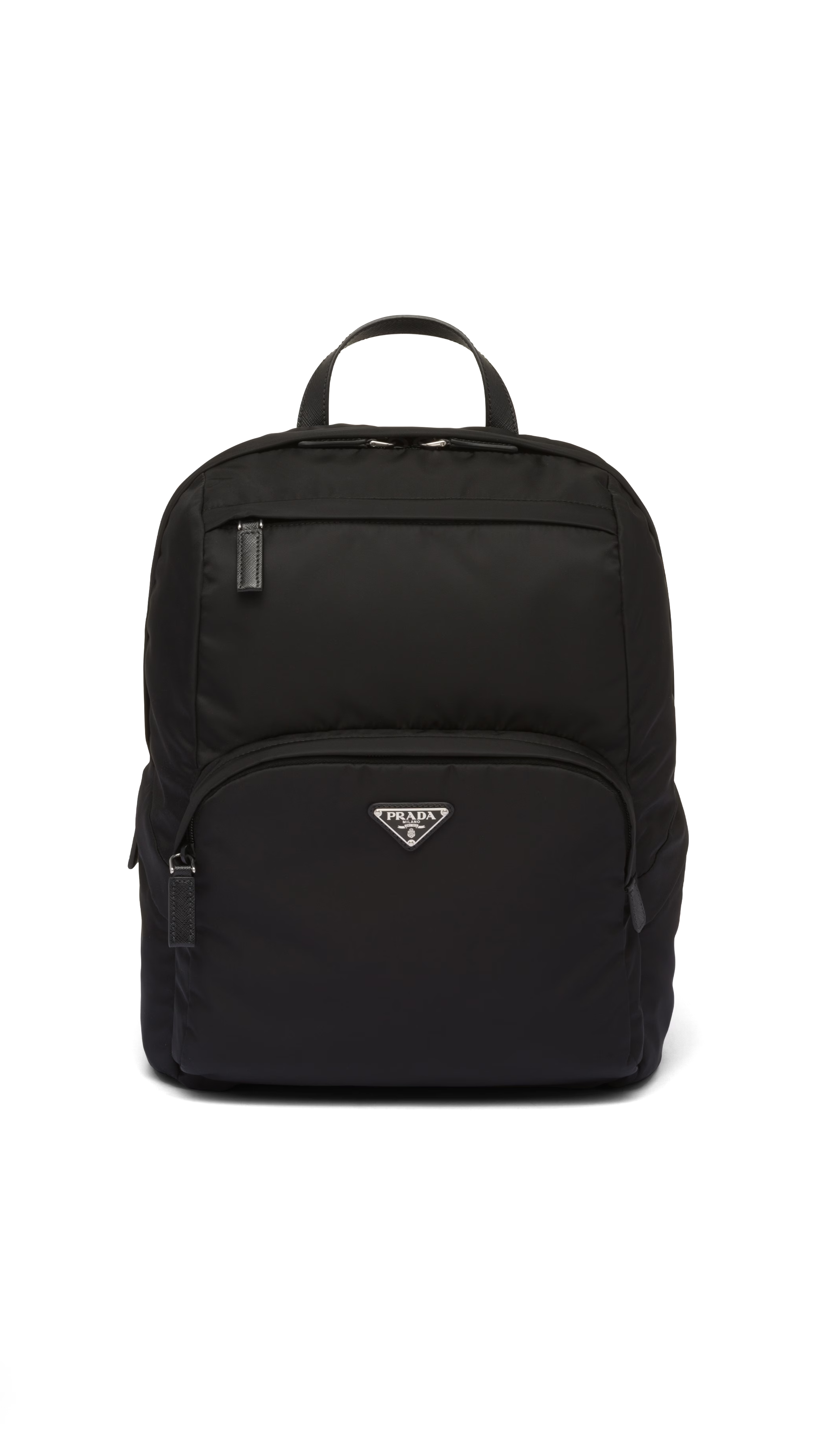 Backpack in Re-Nylon and Saffiano Leather - Black