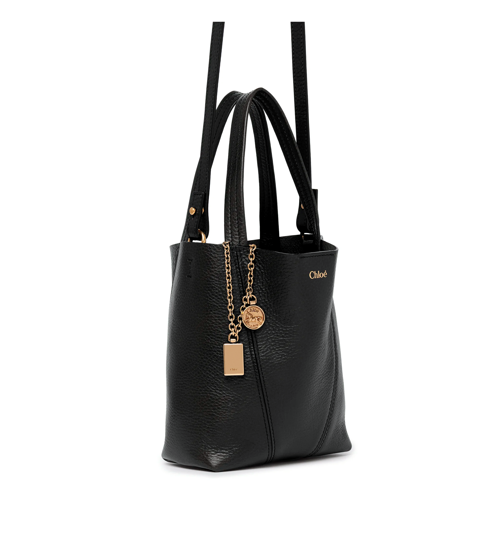 Small Chloé Spin Tote Bag in Grained Leather