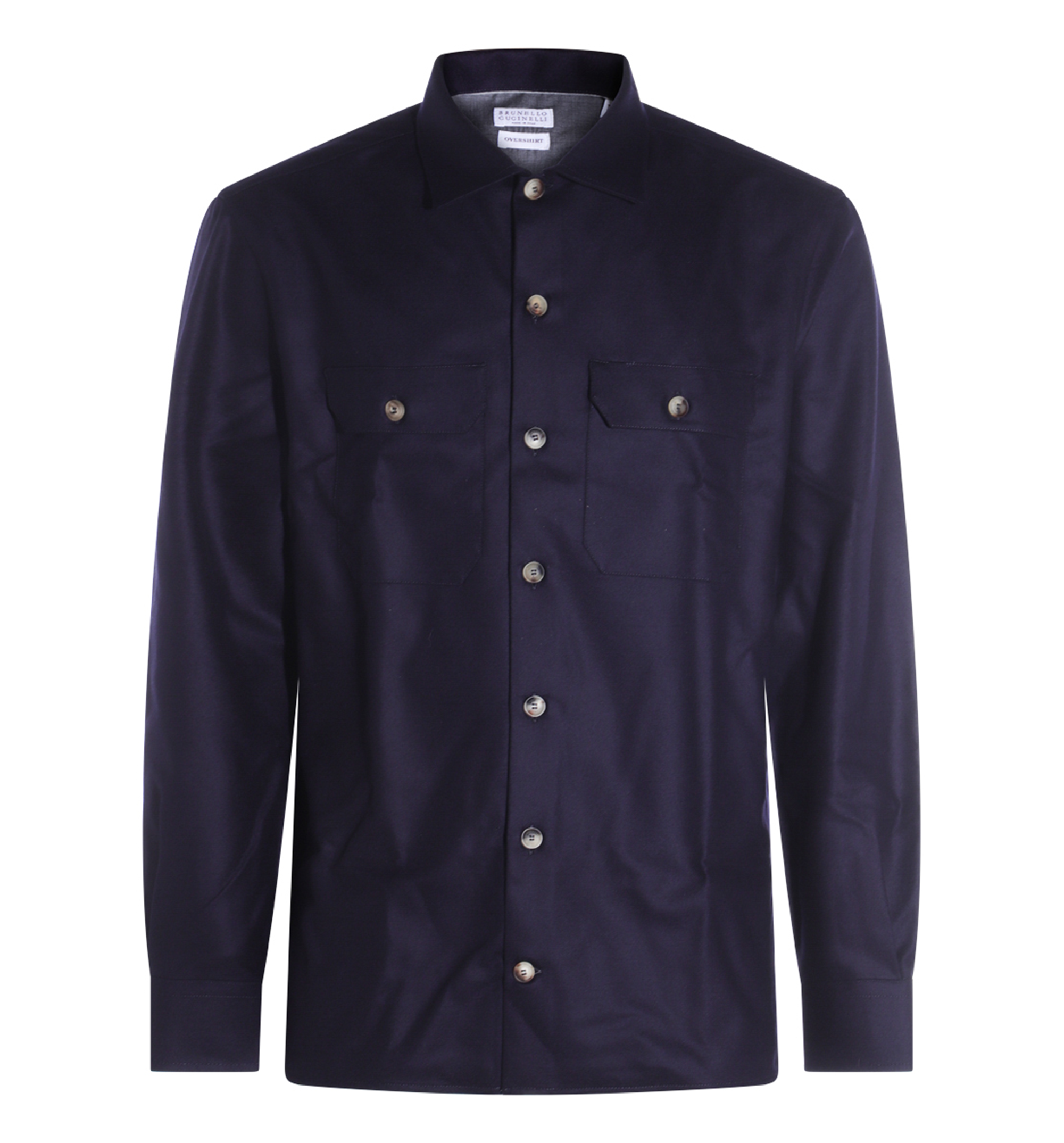 Virgin Wool Flannel Overshirt with Chest Pockets