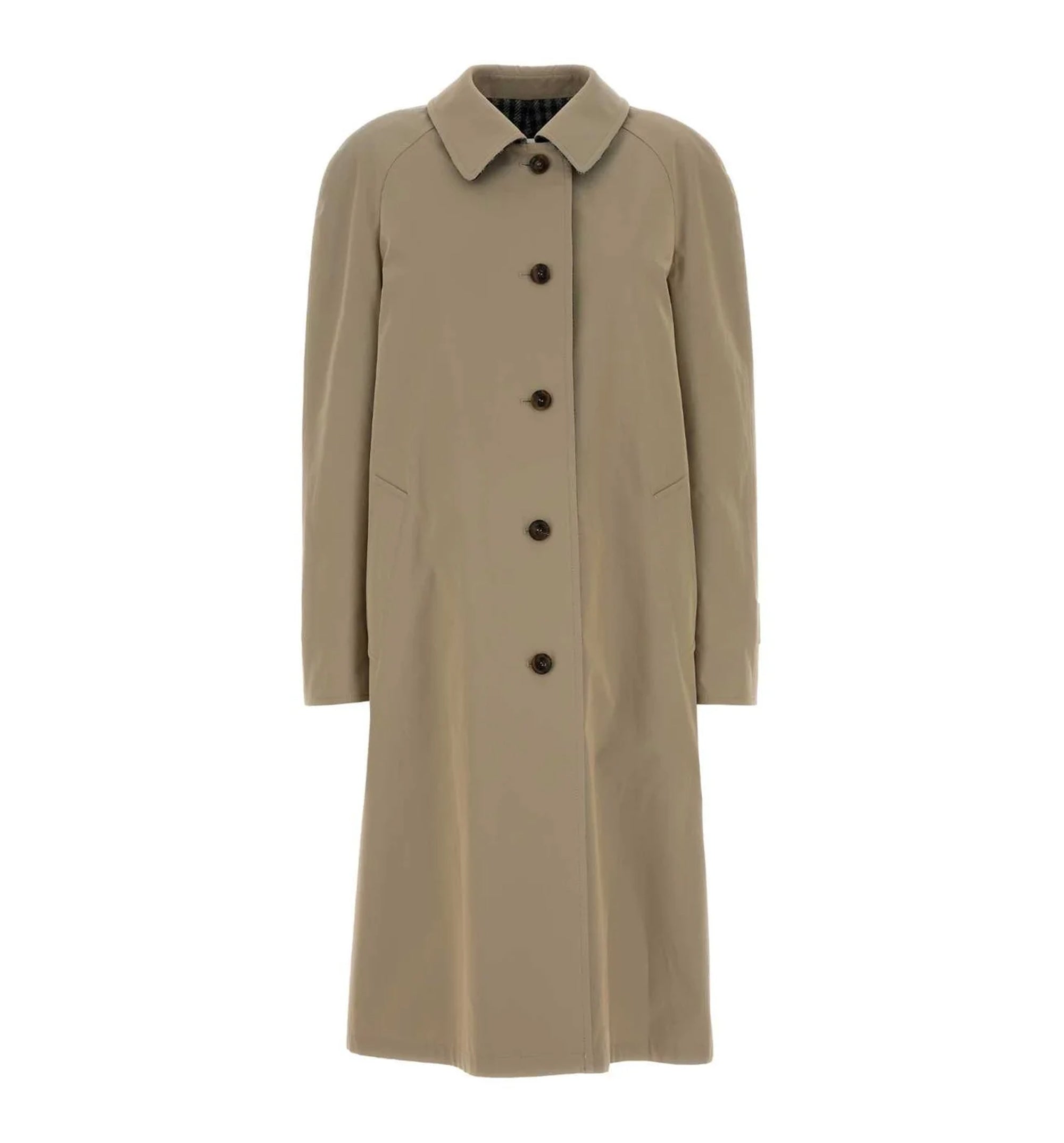 Reversible Twill And Check Trench Coat