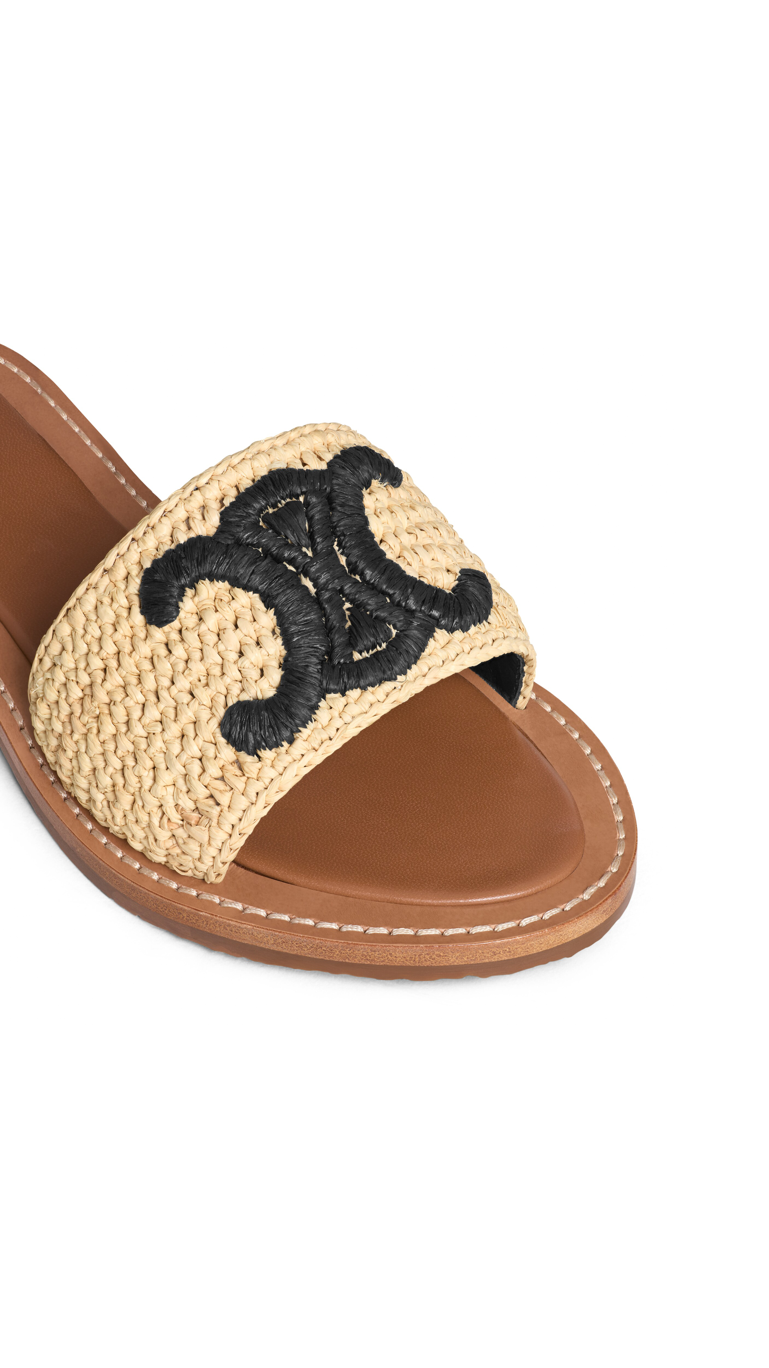 Lympia Mule in Raffia - Natural/Black