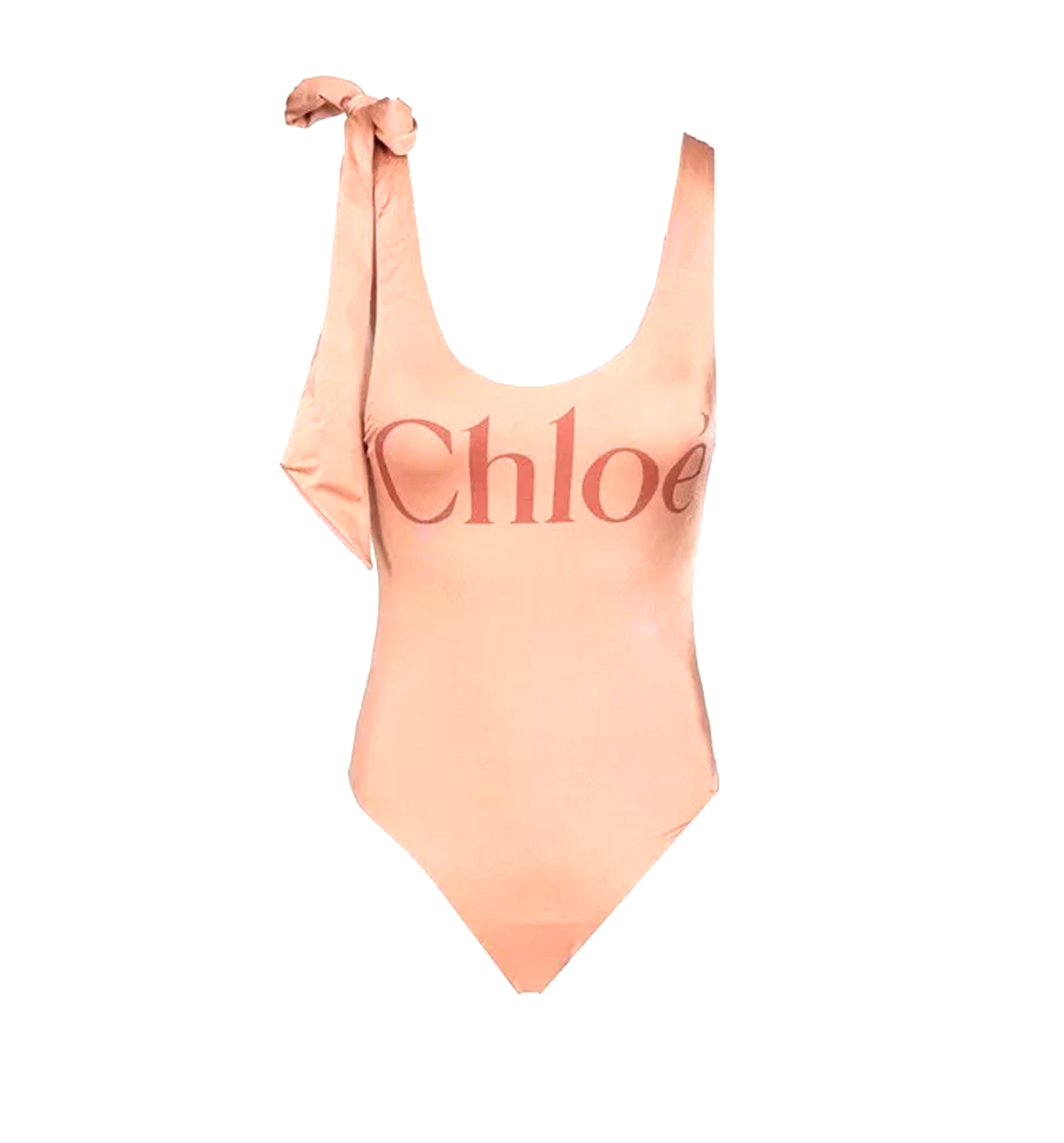 Knotted-Strap One-Piece Logo Swimsuit
