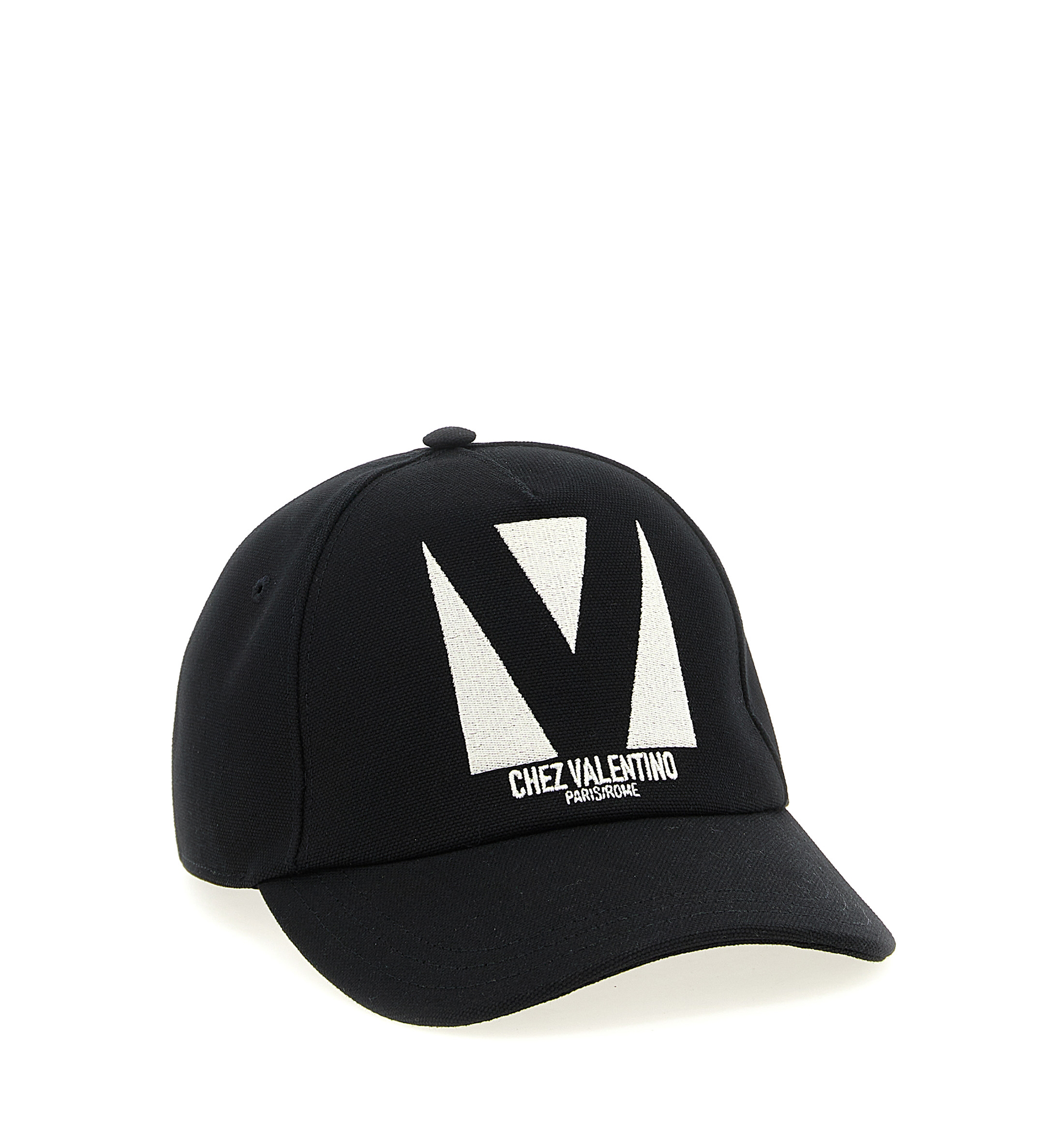 Chez Valentino Cotton Baseball Cap With Embroidery