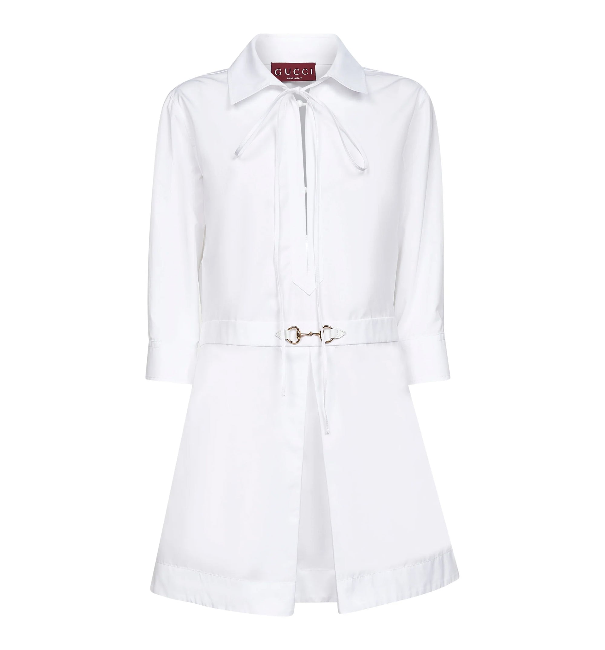 Cotton Poplin Shirt Dress with Horsebit