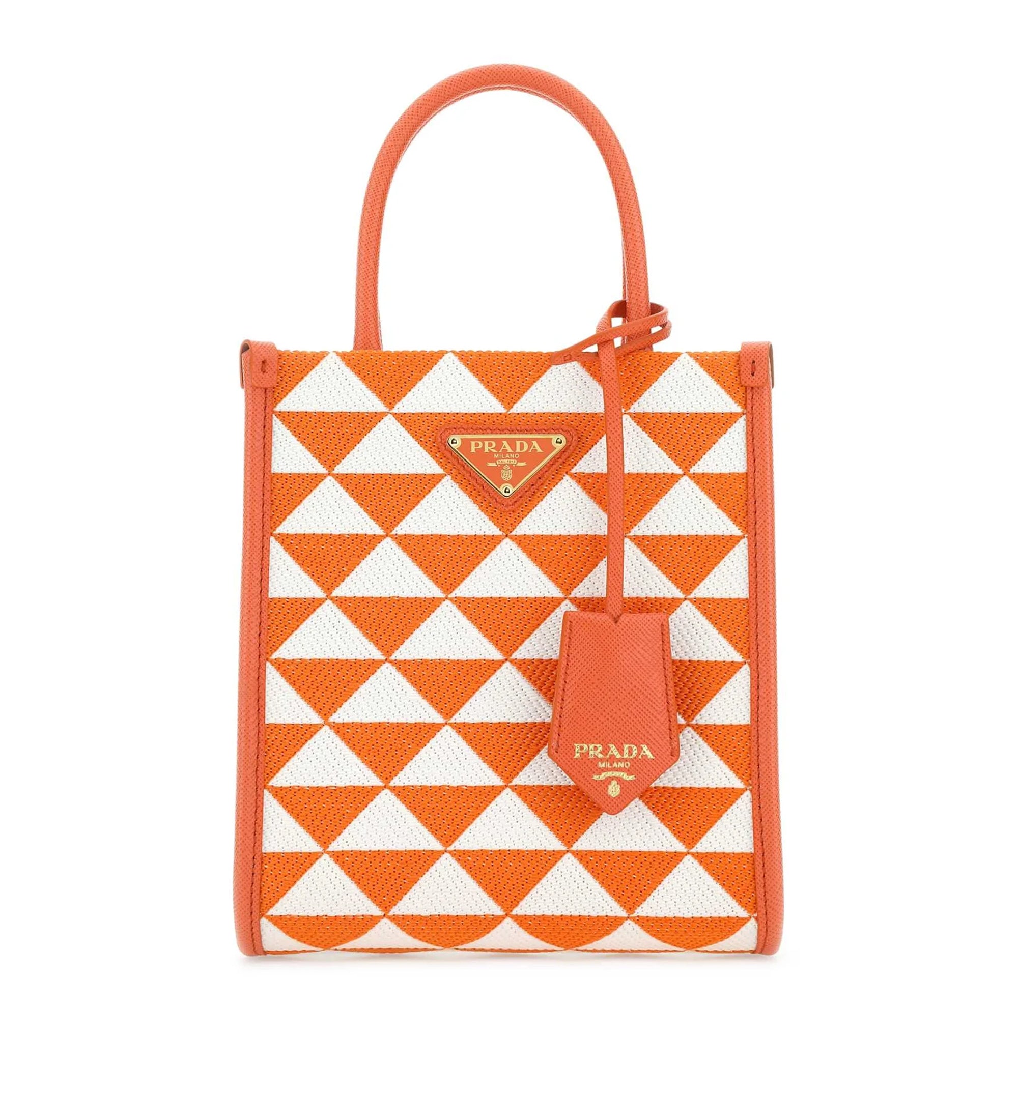 Prada Logo Detailed Monogram Tote Bag