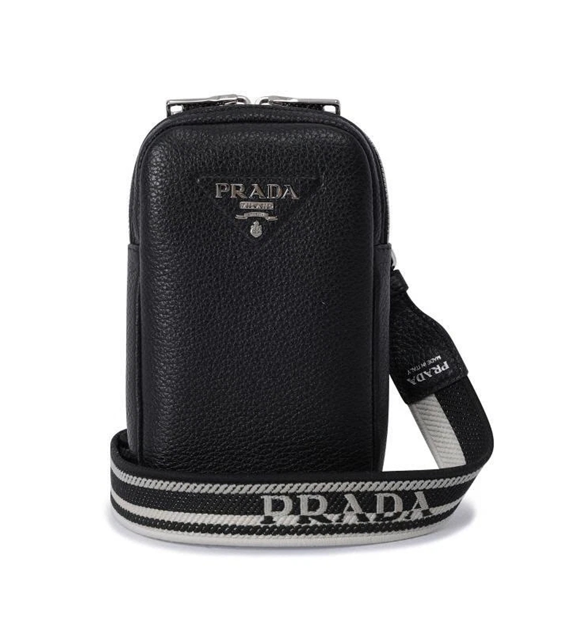 Saffiano Triangle Logo Mini Pouch Crossbody Bag