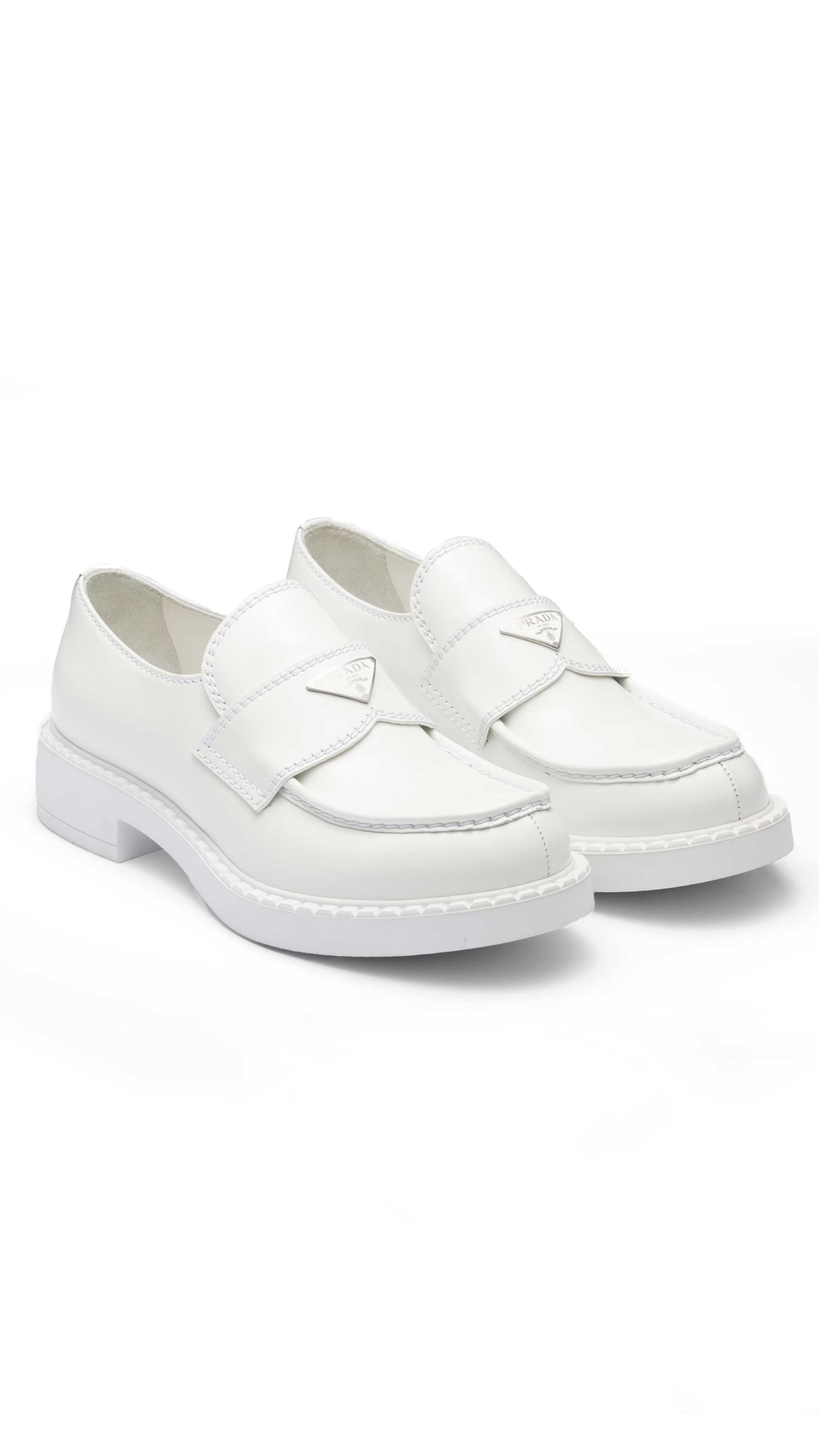 Chocolate Brushed Leather Loafers - White