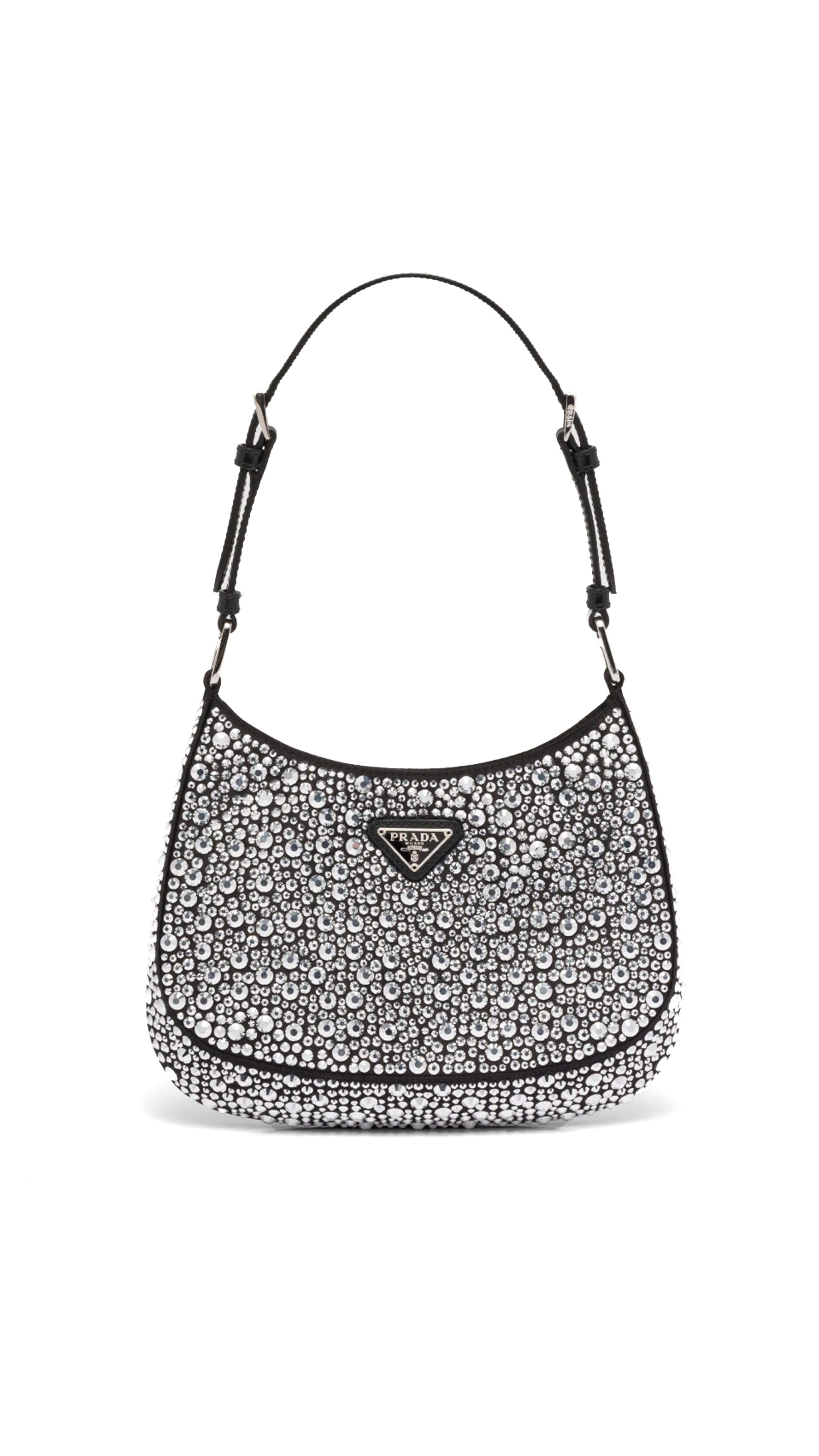 Cleo Satin Bag with Crystals - Metal