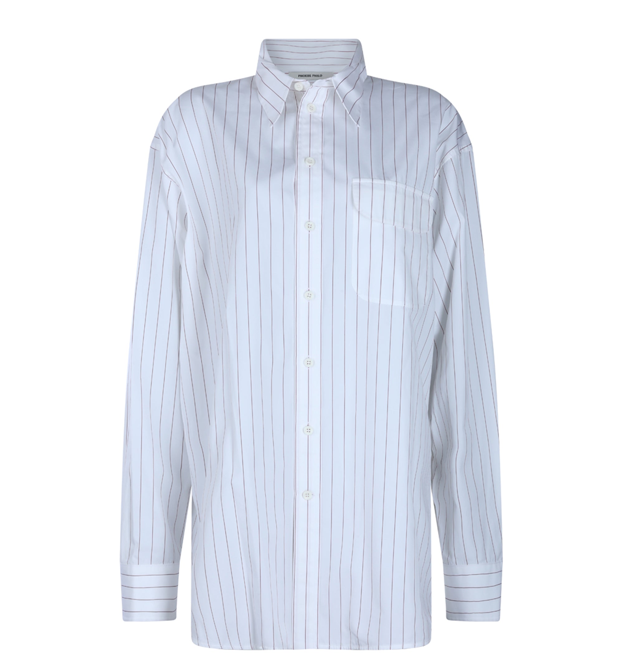 Button Collar Shirt in Midnight Pinstripe Cotton