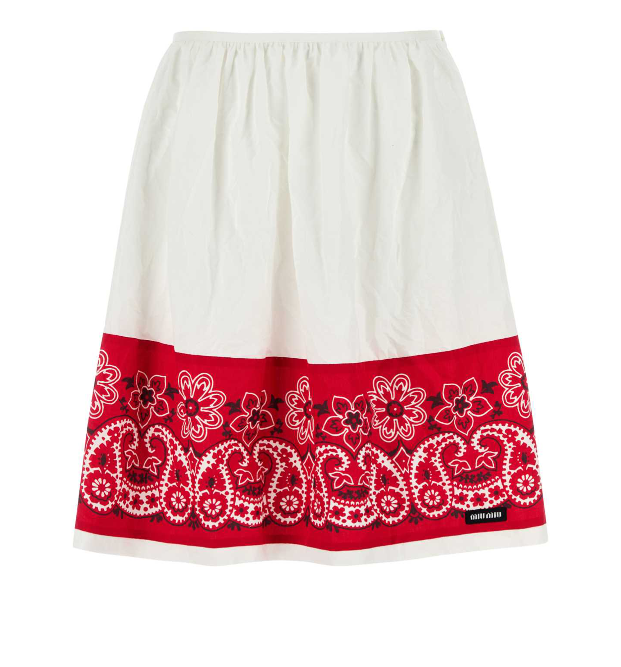 Slubbed Poplin Skirt with Print