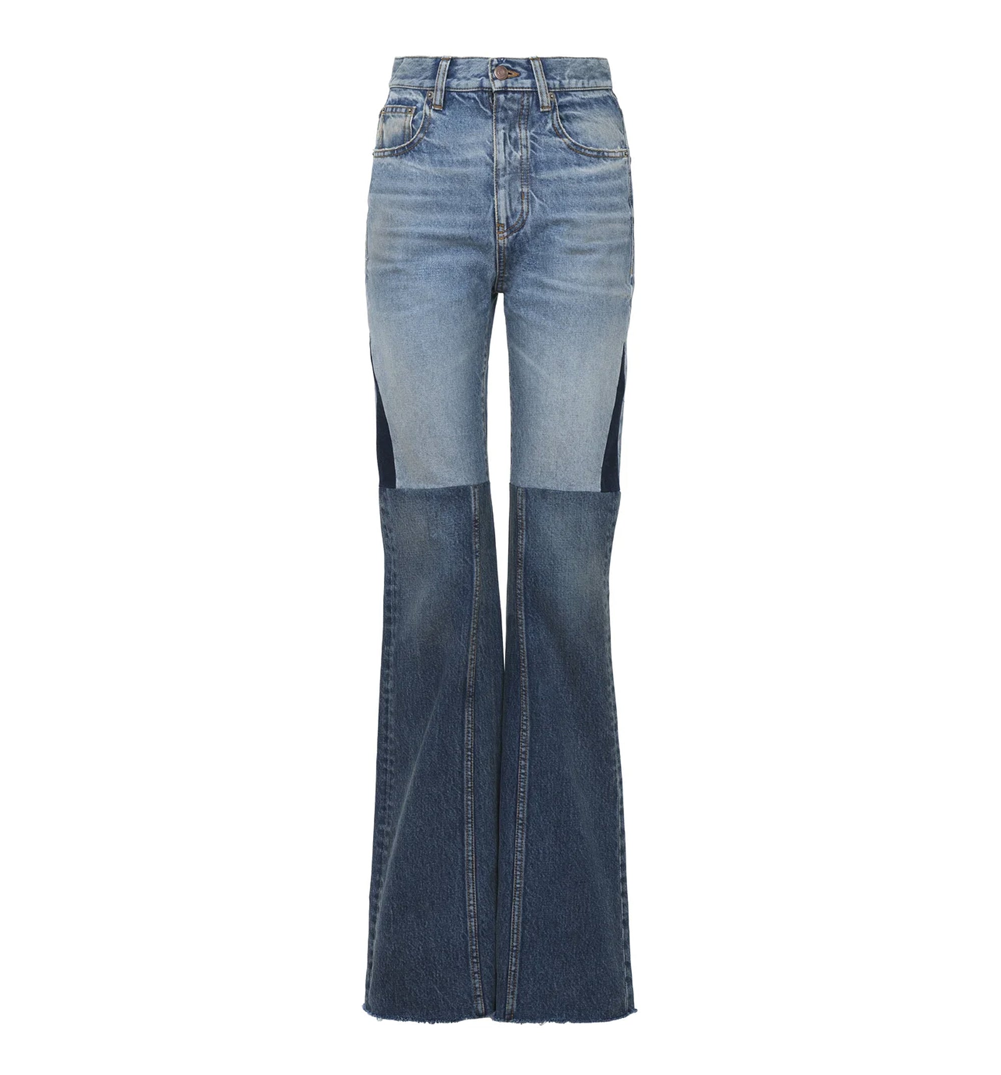 Flared Patchwork Jeans In Denim