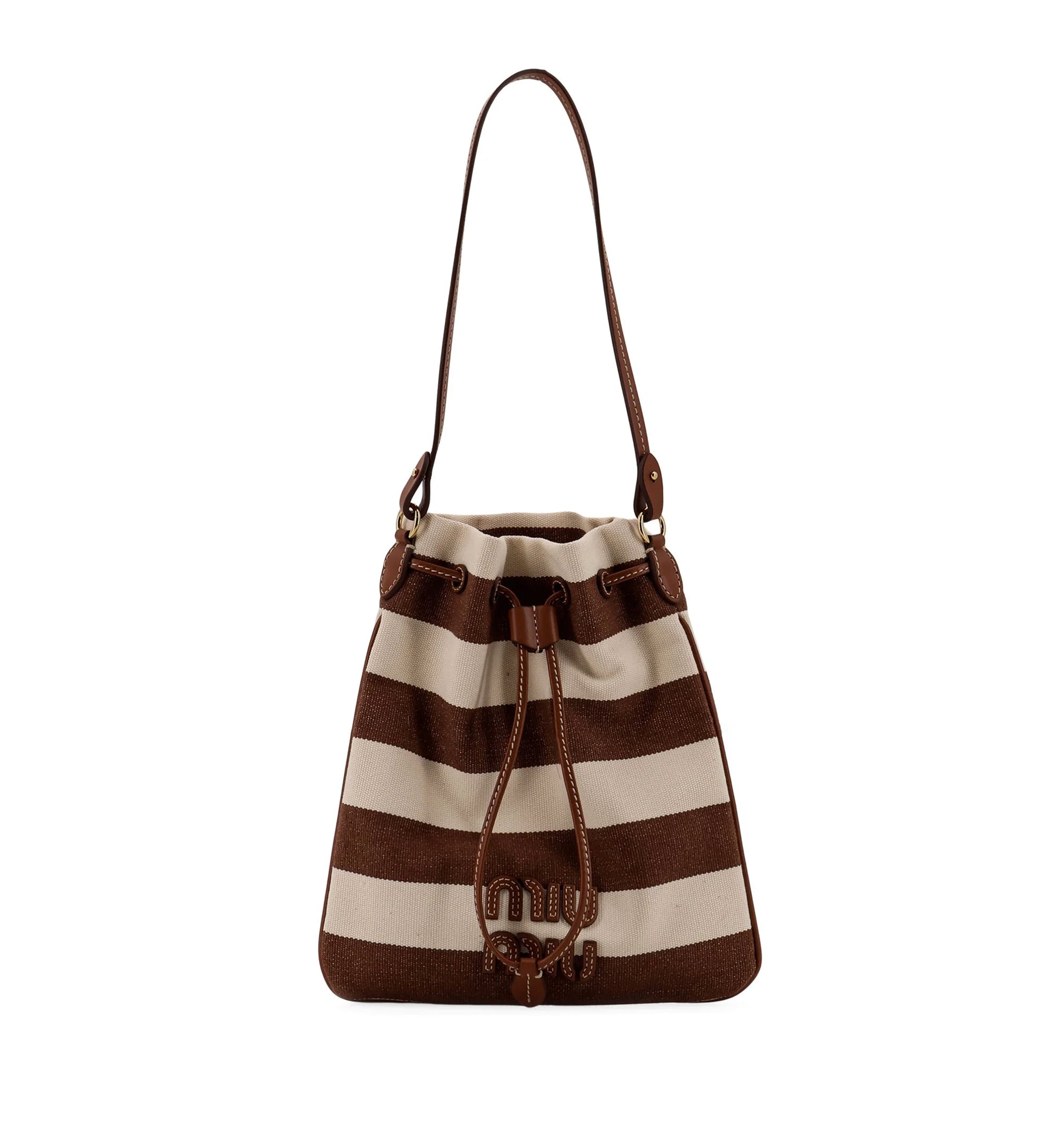 Striped Fabric Drawstring Pouch