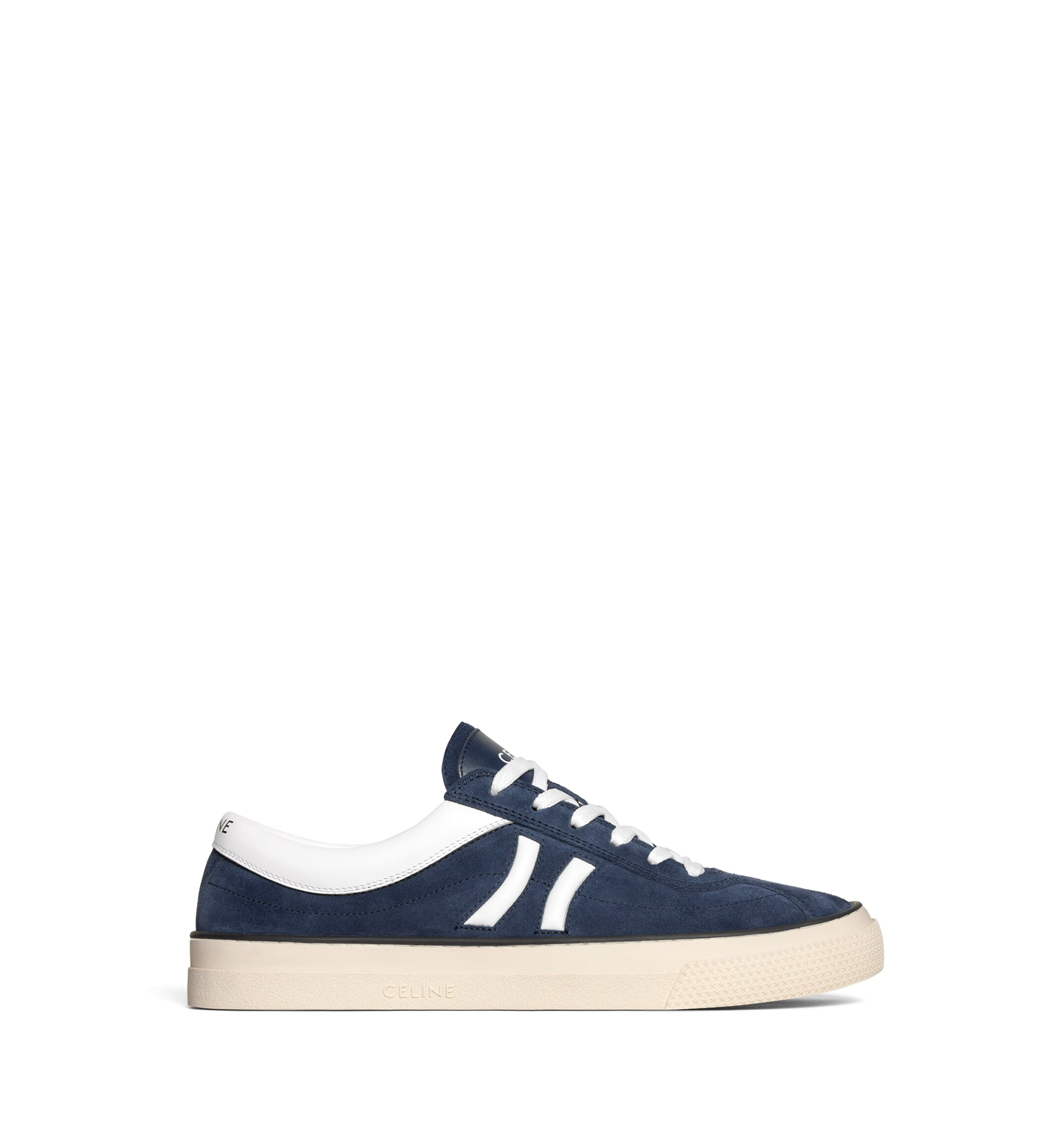 Sunset Low Lace-up Sneaker in Suede and Calfskin - Blue/Optic White