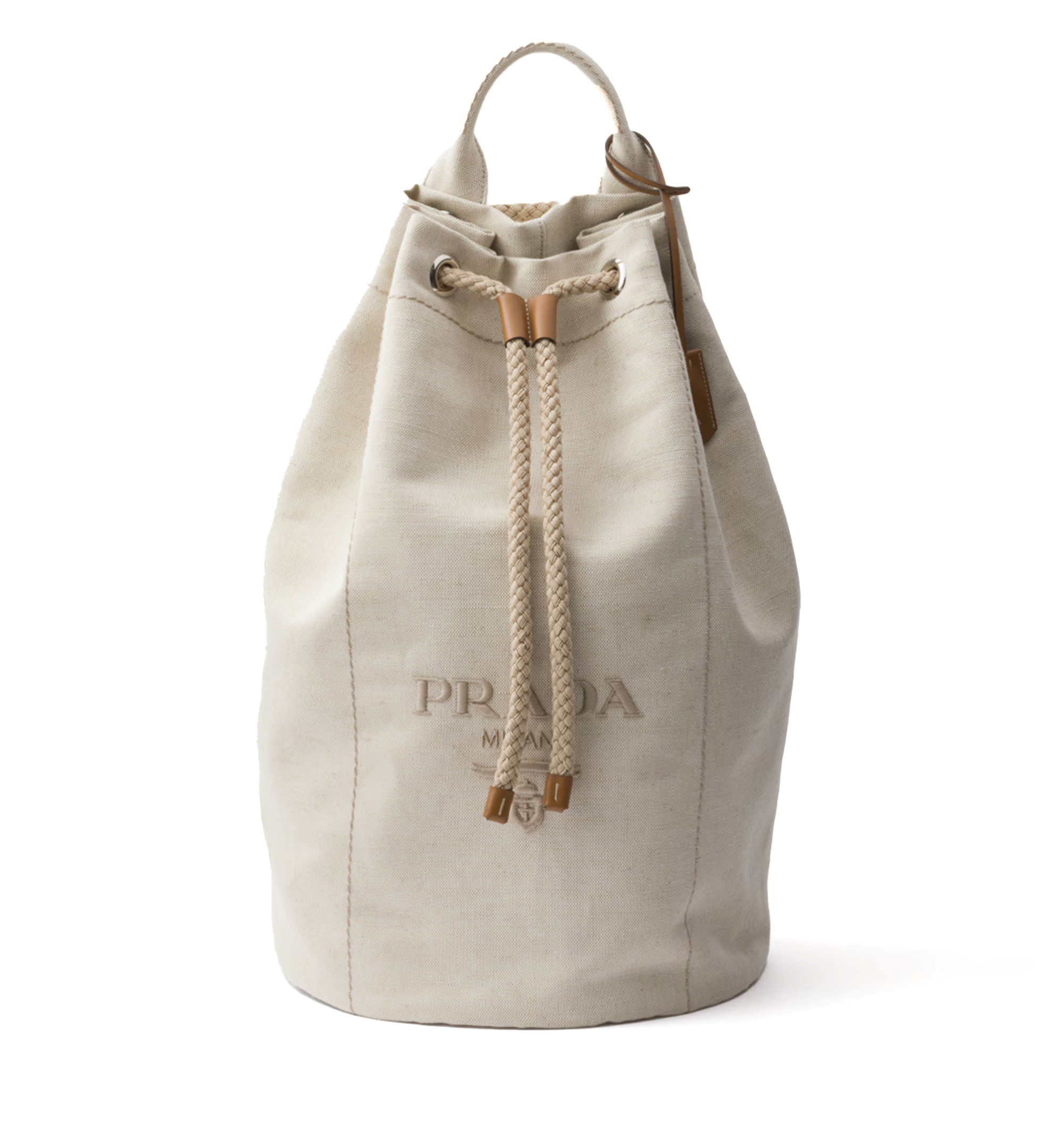Linen Blend Drawstring Duffel Bag