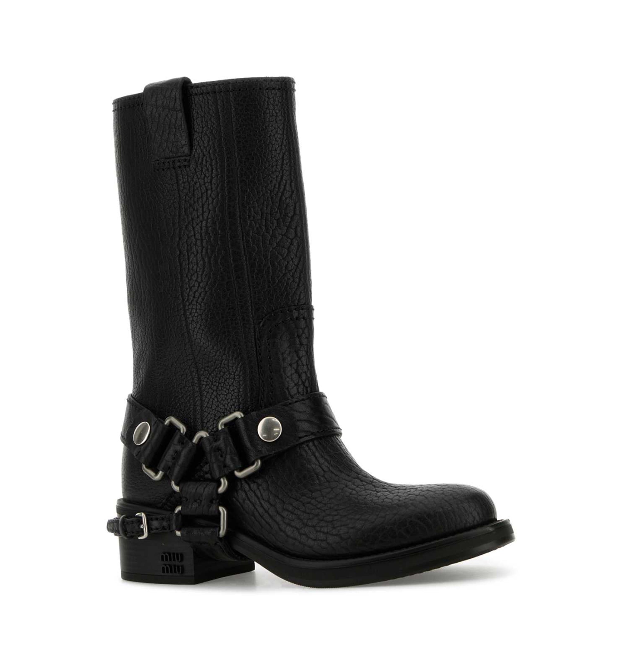 Buckle-Detail Leather Boots