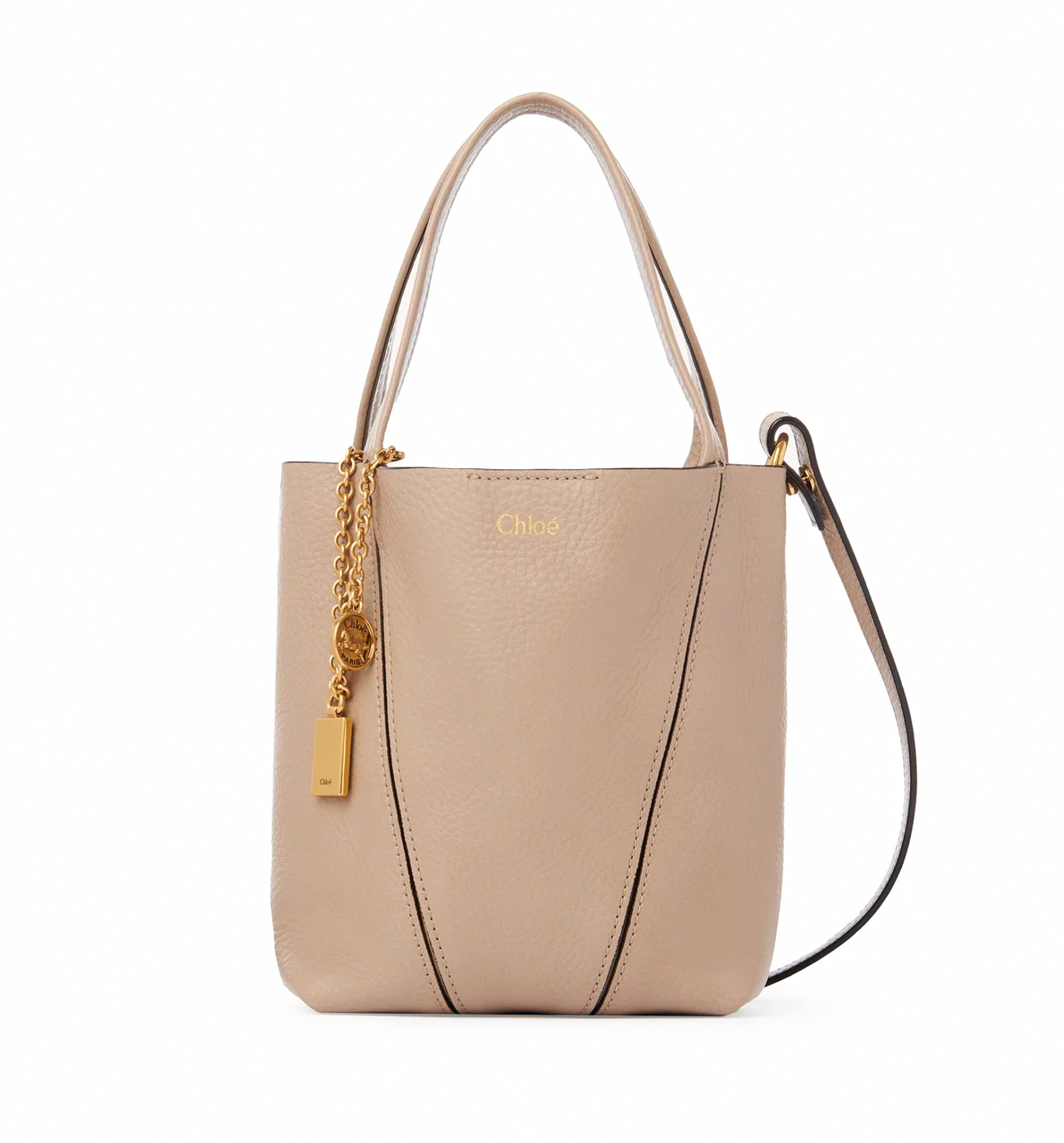 Small Chloé Spin Tote Bag In Grained Leather