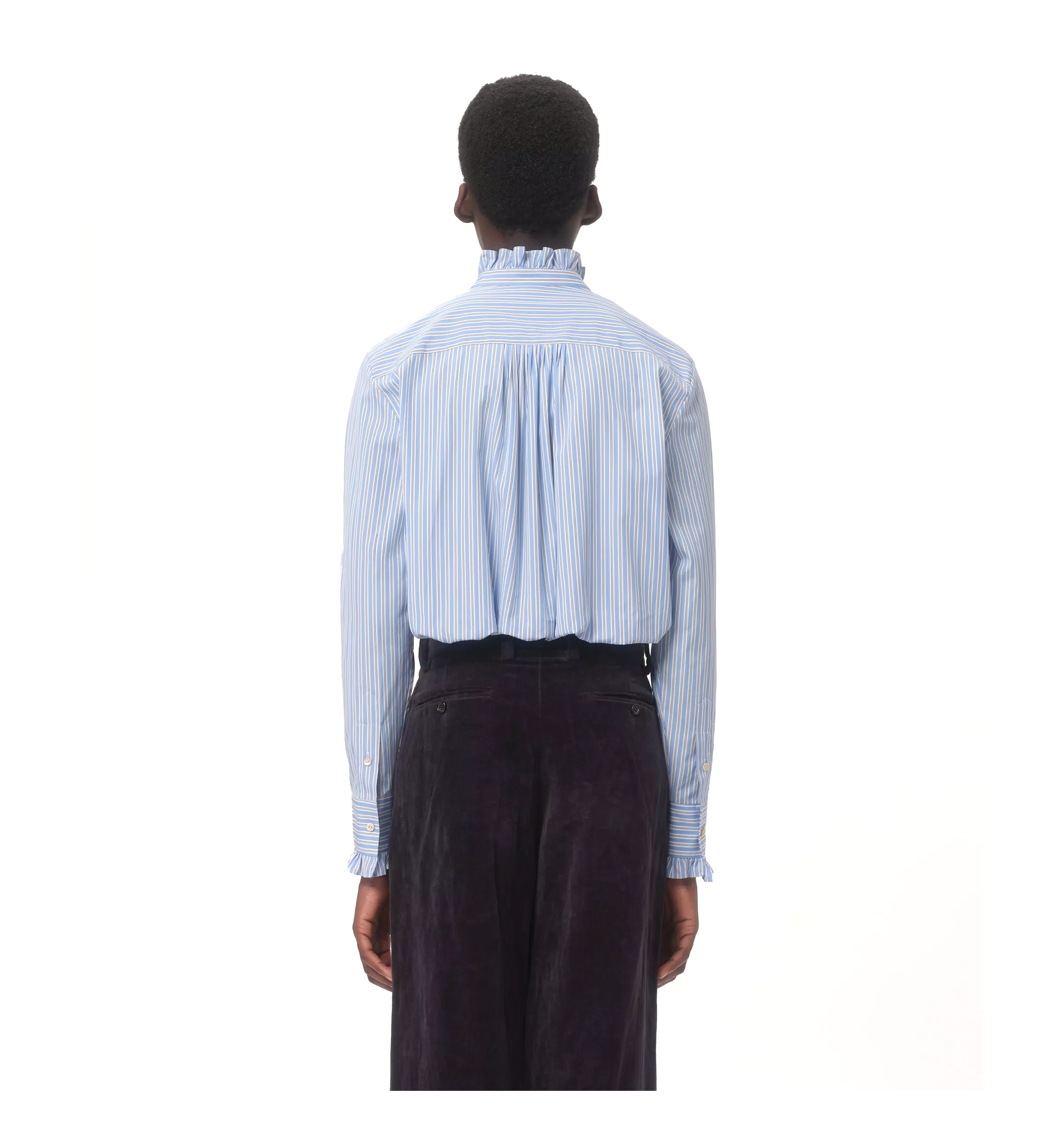 Striped Cotton Shirt With Ruffles