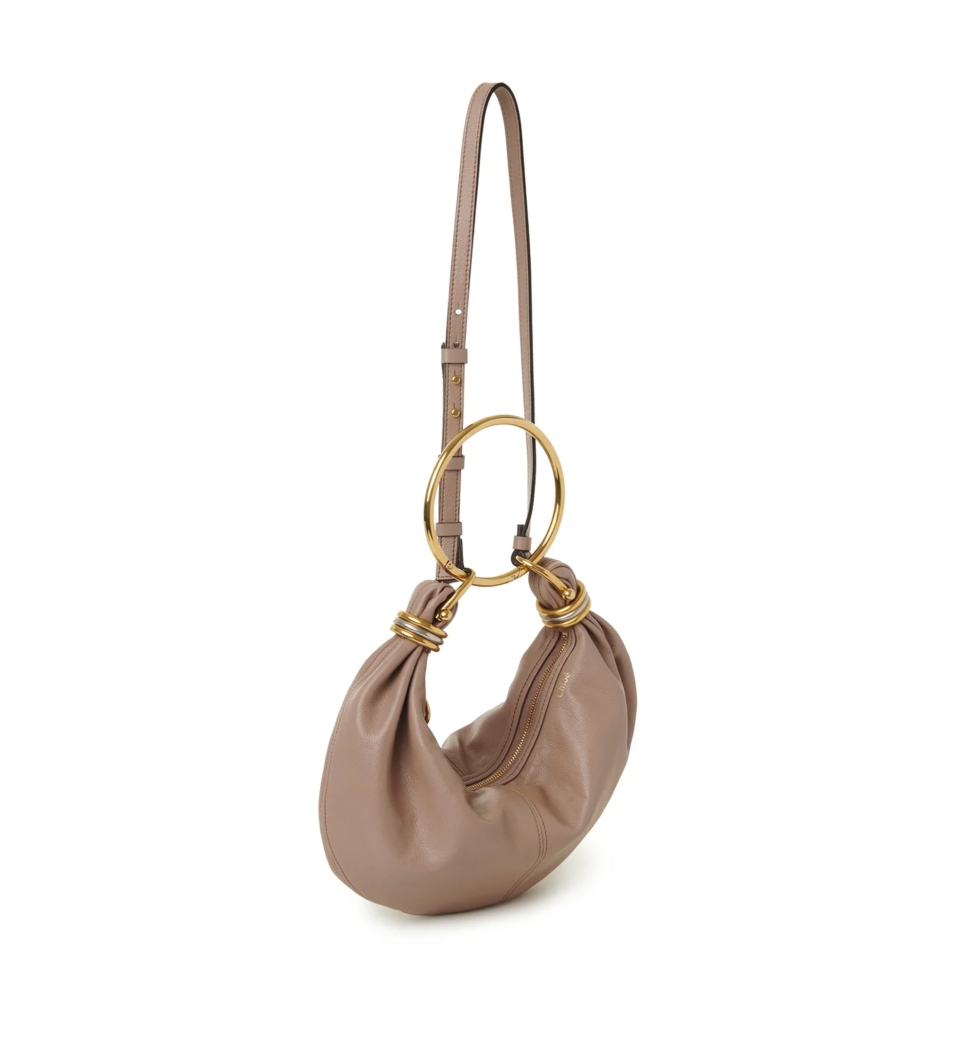 Small Bracelet Hobo Bag In Grained Leather
