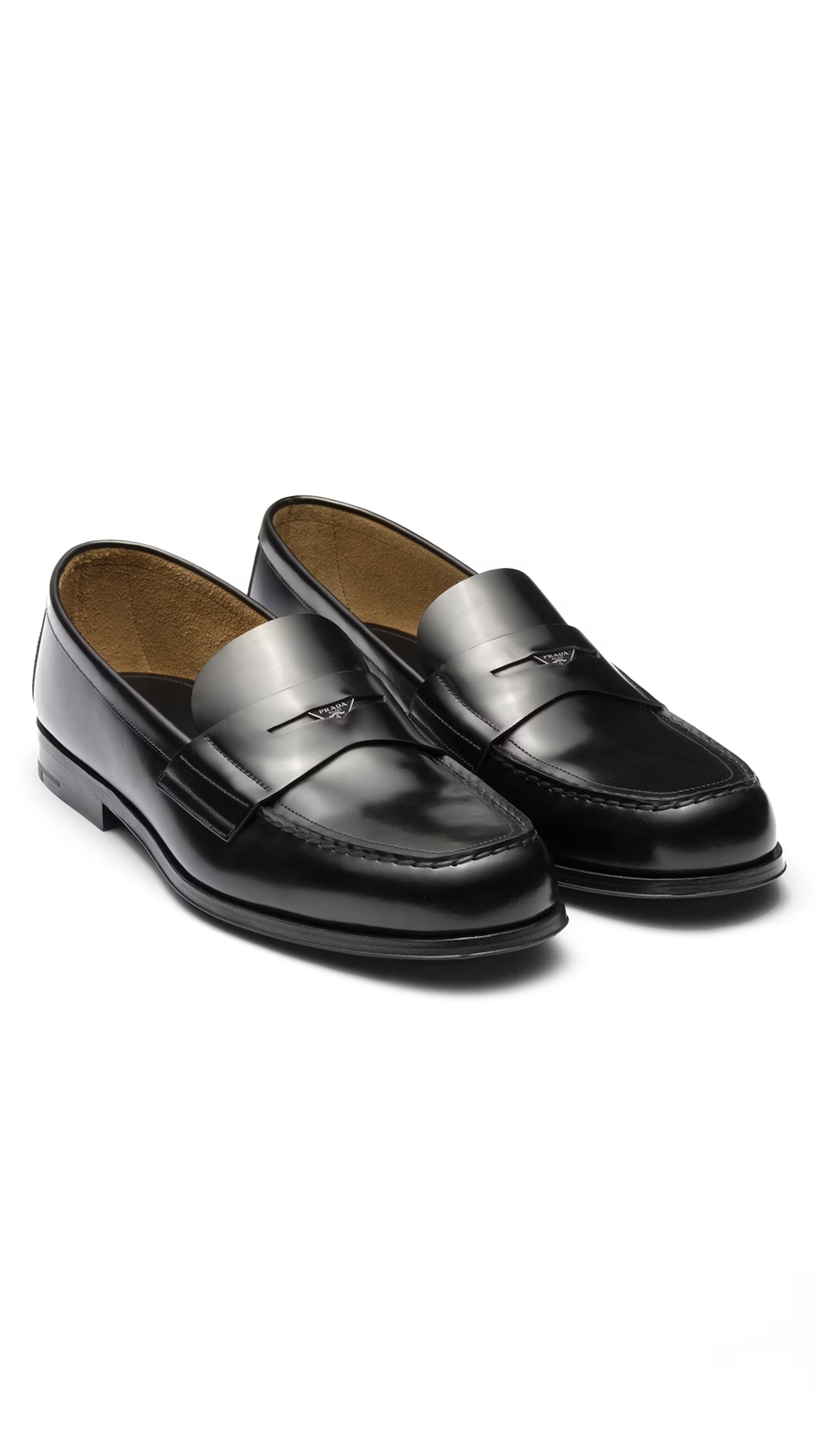 Brushed Leather Loafers - Black