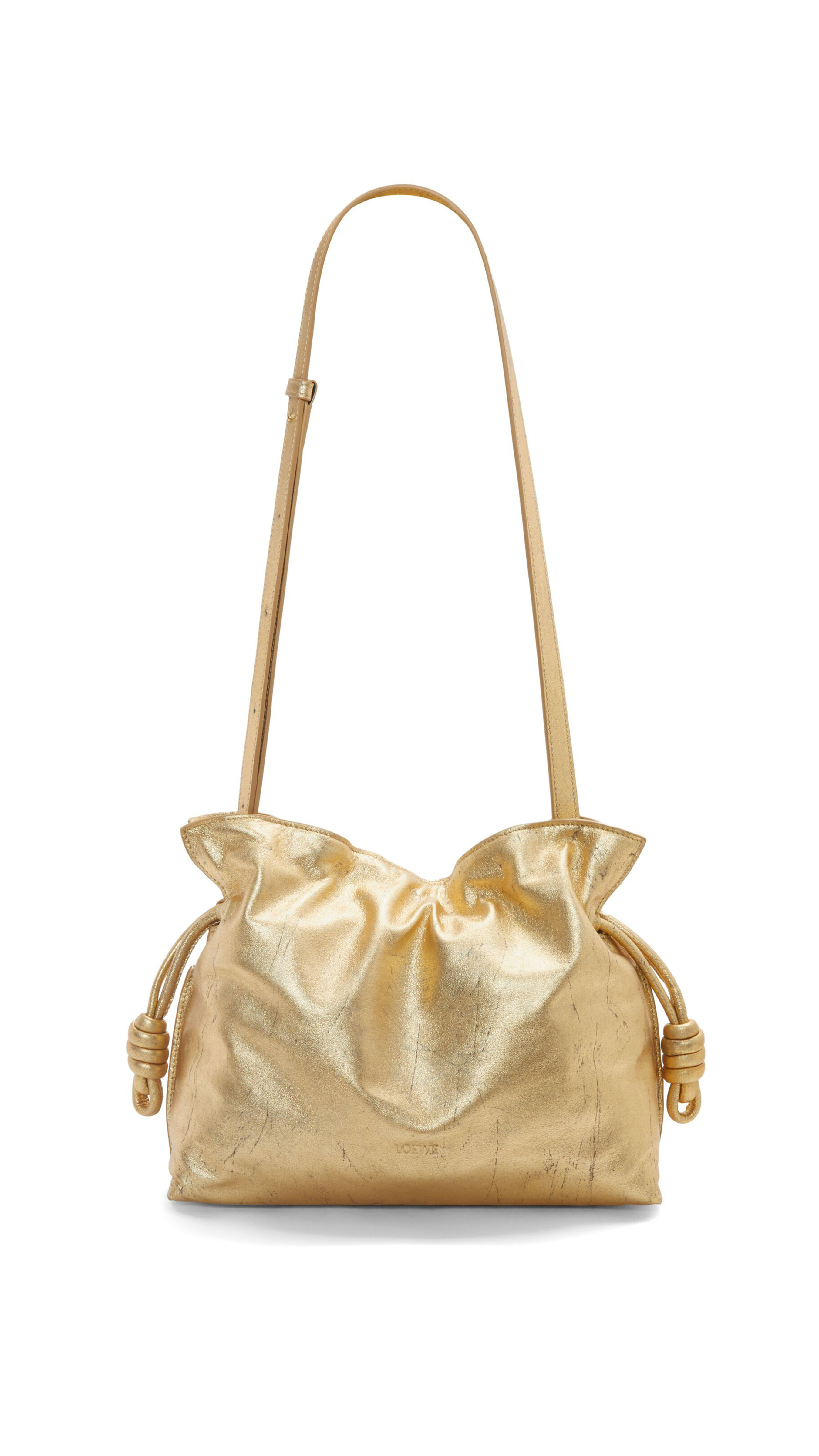 Medium Flamenco Clutch in Metallic Lambskin - Gold