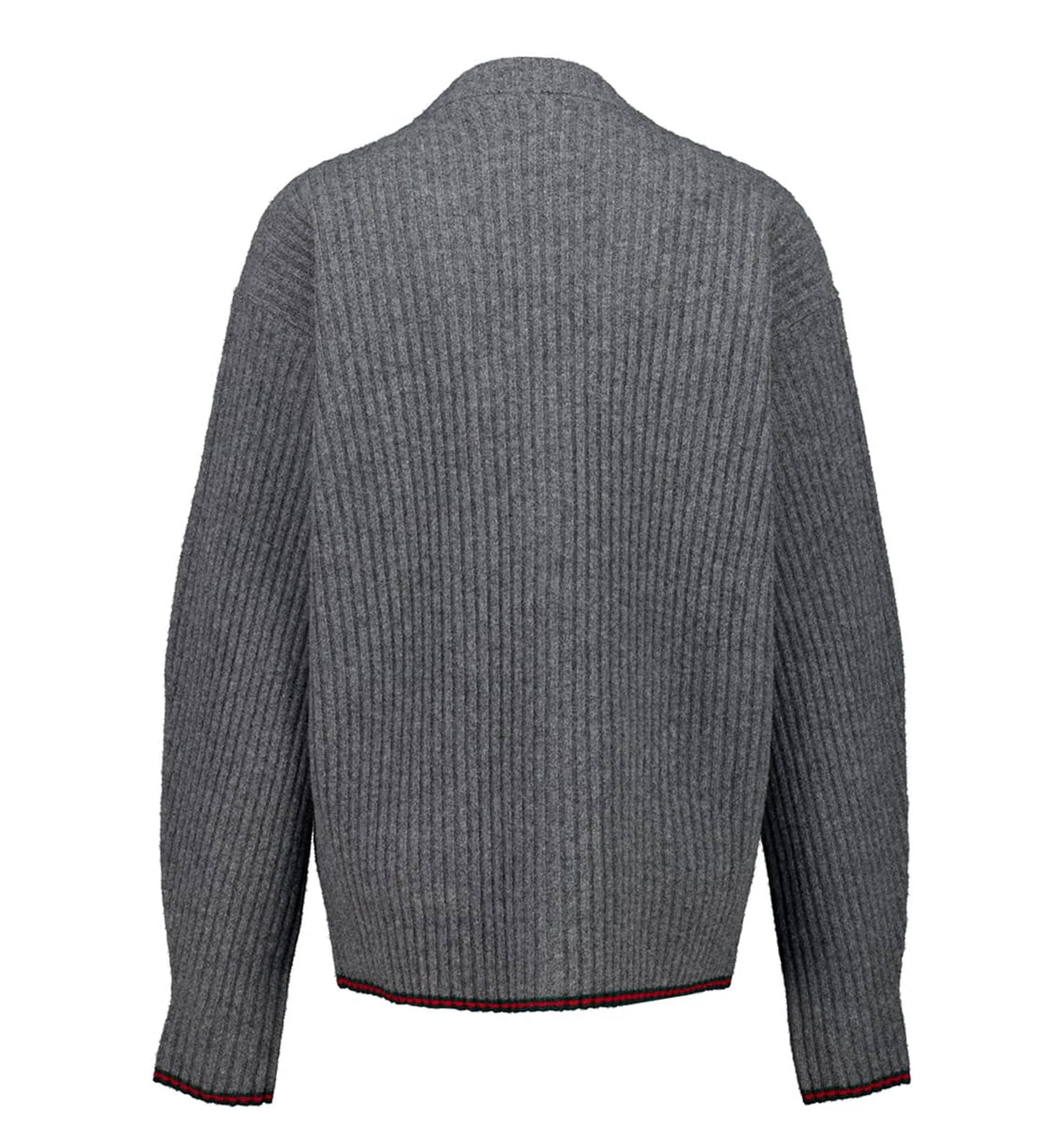 Rib Felted Wool Cardigan With Web