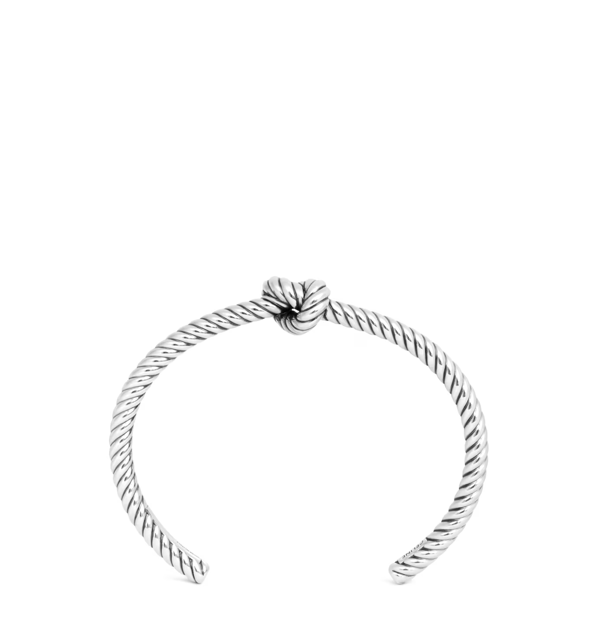 Knot Cord Patterned Cuff in Brass with Rhodium Finish