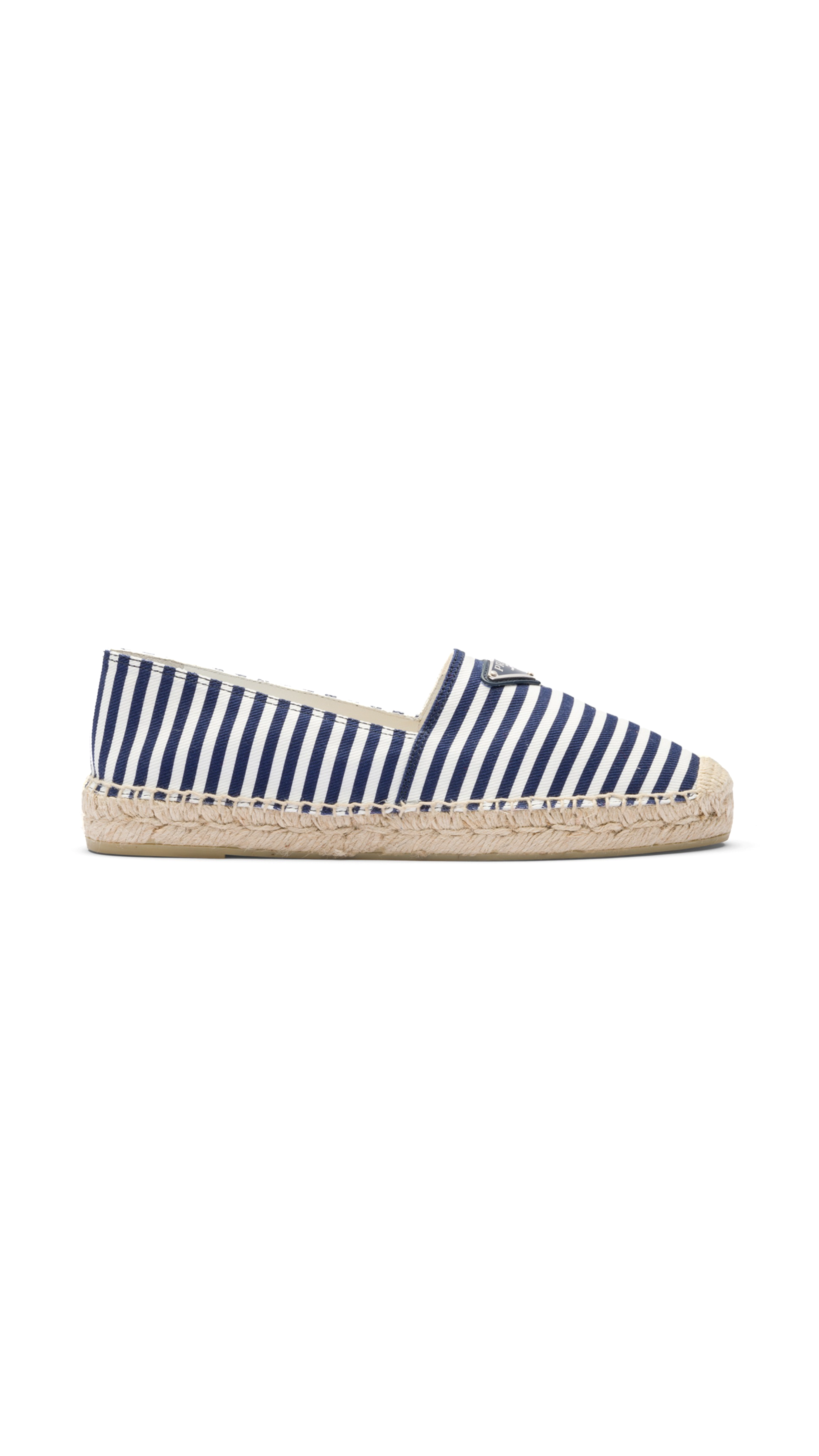 Cotton Drill Espadrilles - White/Navy/Natural