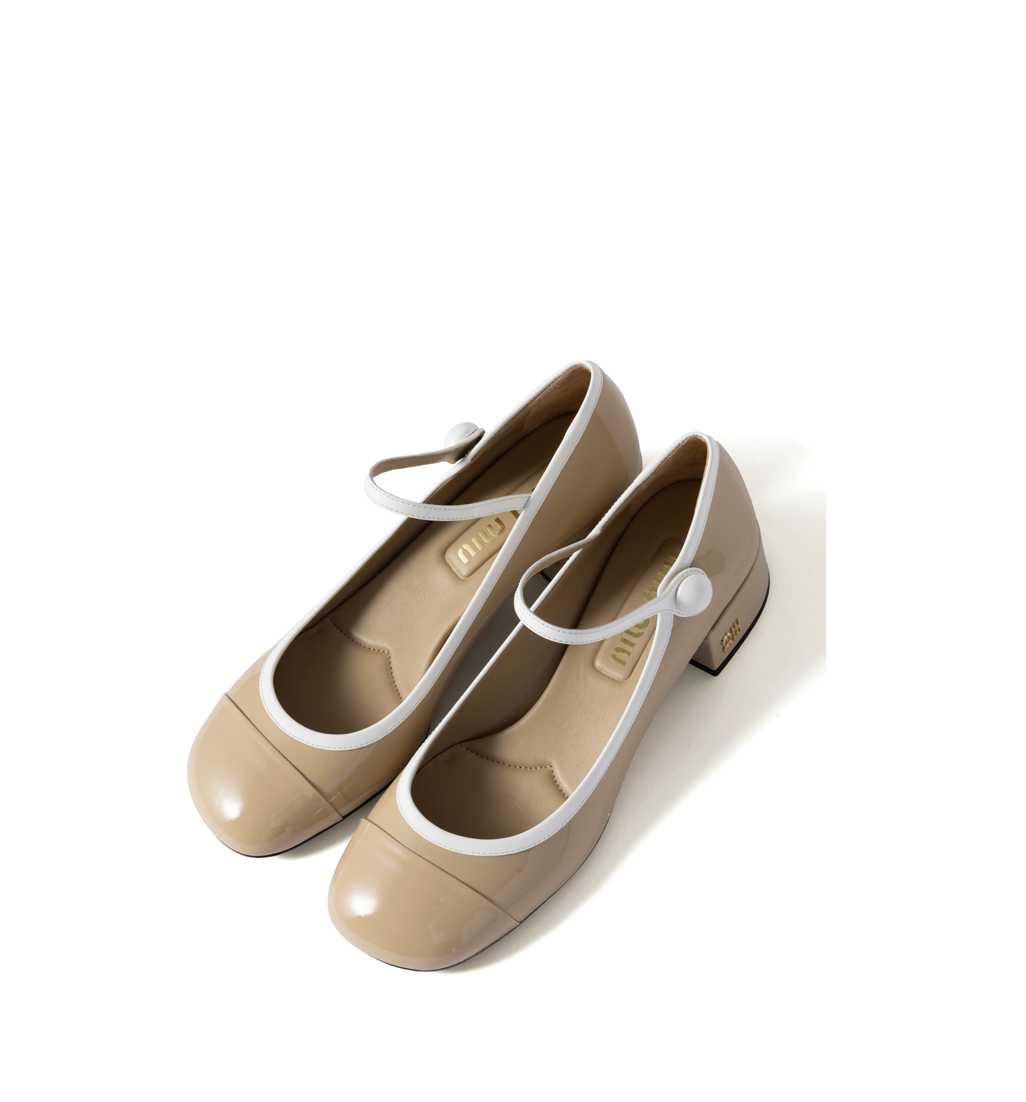 Two-Tone Patent Leather Mary Jane Pumps