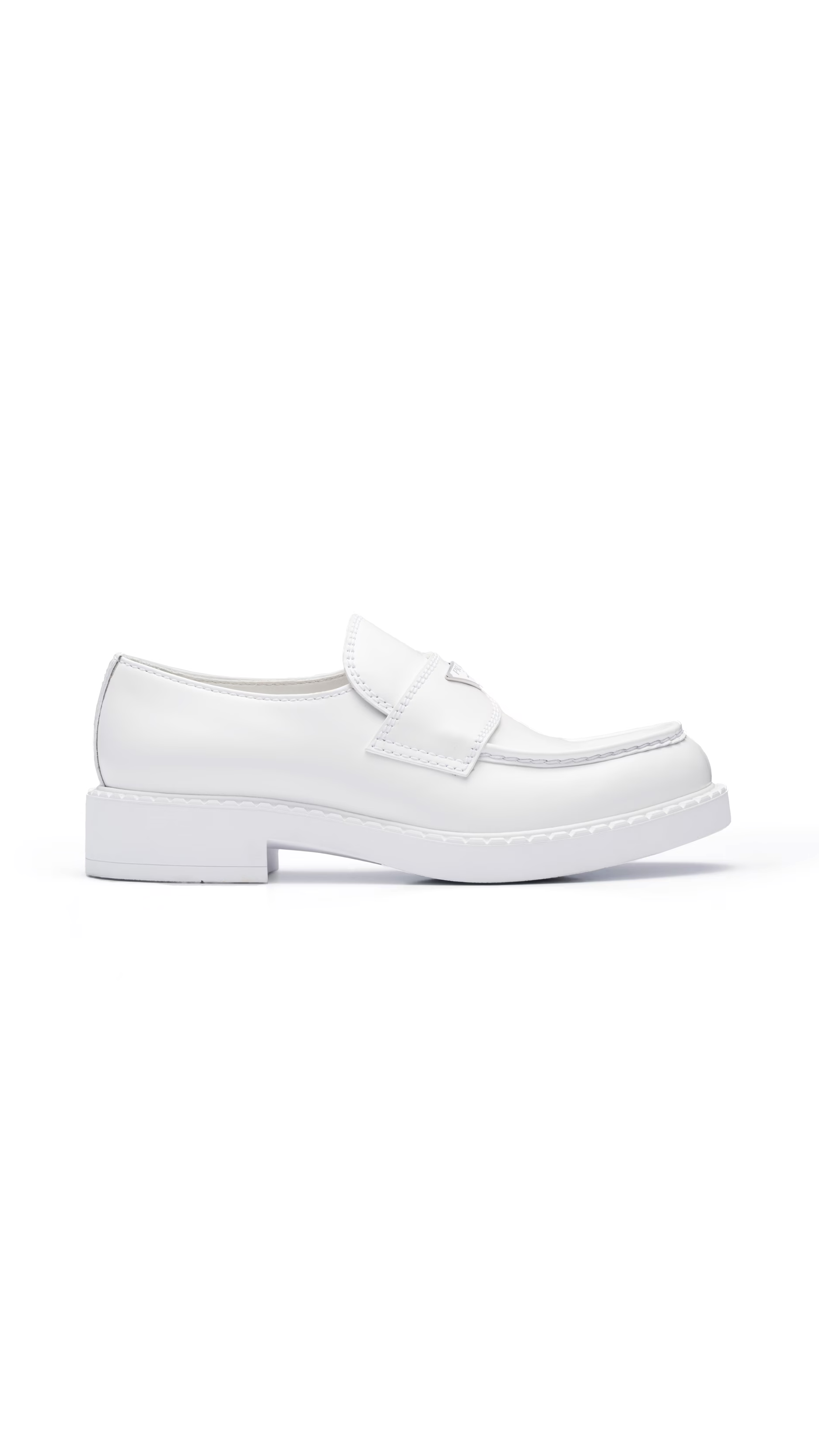 Chocolate Brushed Leather Loafers - White